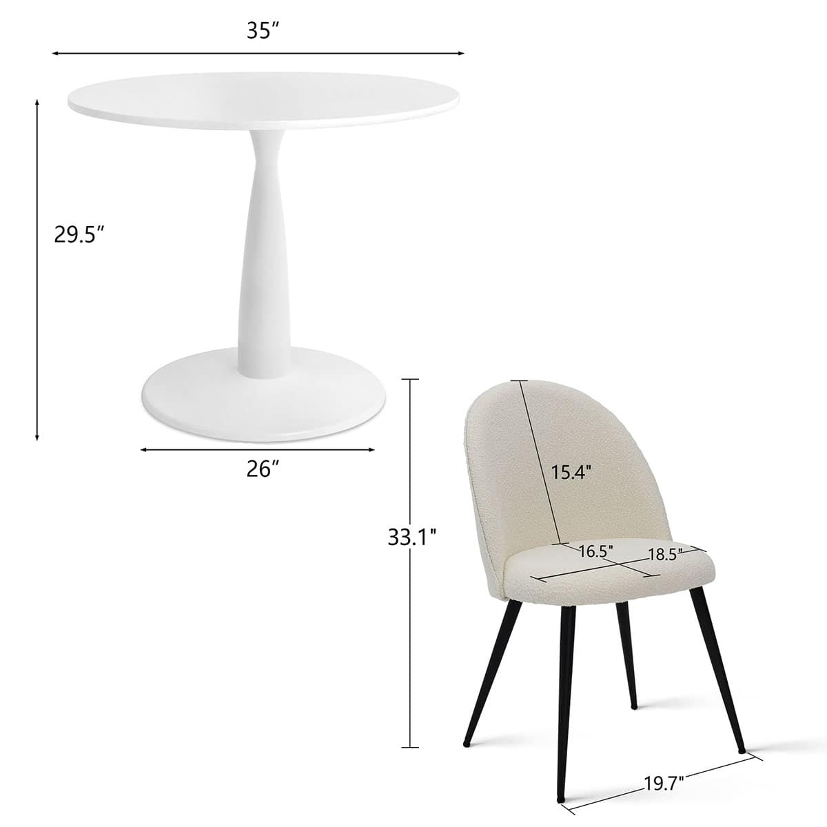 Maison Boucle HAVEN-WH+RHON-WHITE4 Dining-Sets - View #3