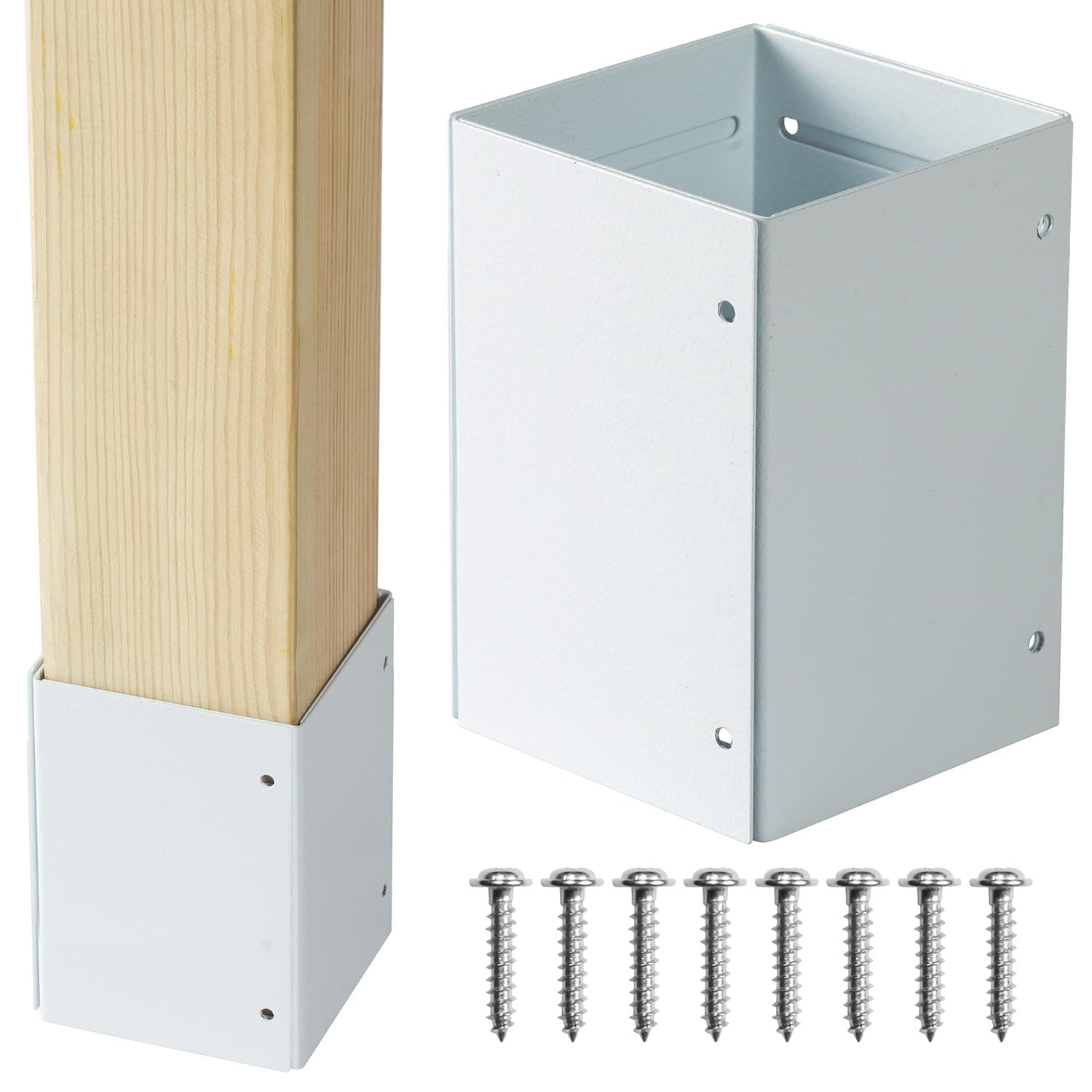 Phewnyzo  304 Stainless Steel Adjustable Post Protector Fits Posts Three to Six Inches for Mailbox Deck and Fence Protection