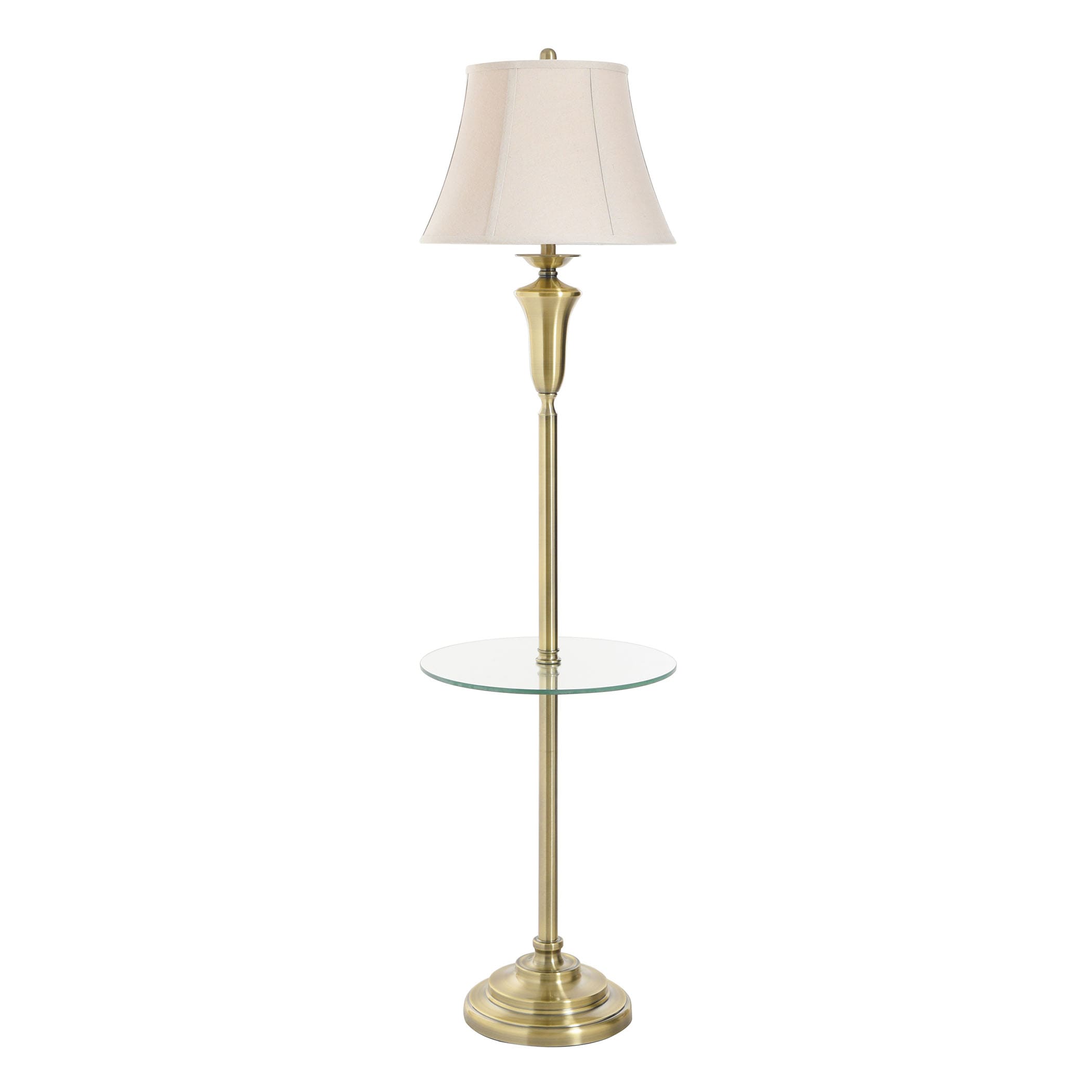 StyleCraft Home Collection L72759DS Antique Brass Standard Floor Lamp with Fabric Shade