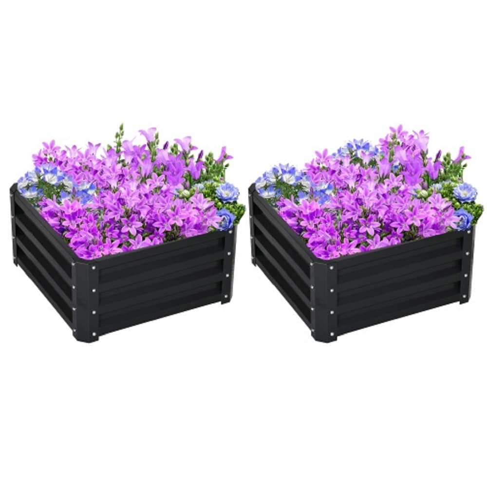 ZAKLOOP WU2225P174439 23.5-in W x 23.5-in L x 12-in H Gray Metal Raised Garden Bed