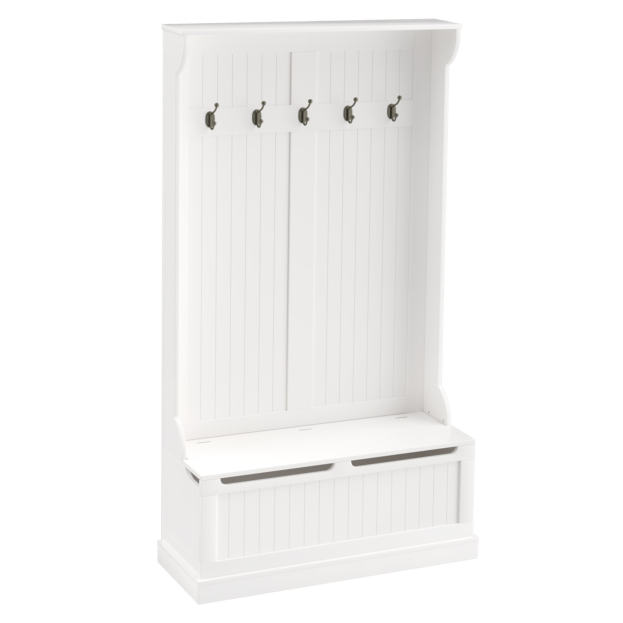Flynama SH173983 Modern 37.75-in Cream White Wood Hall Tree
