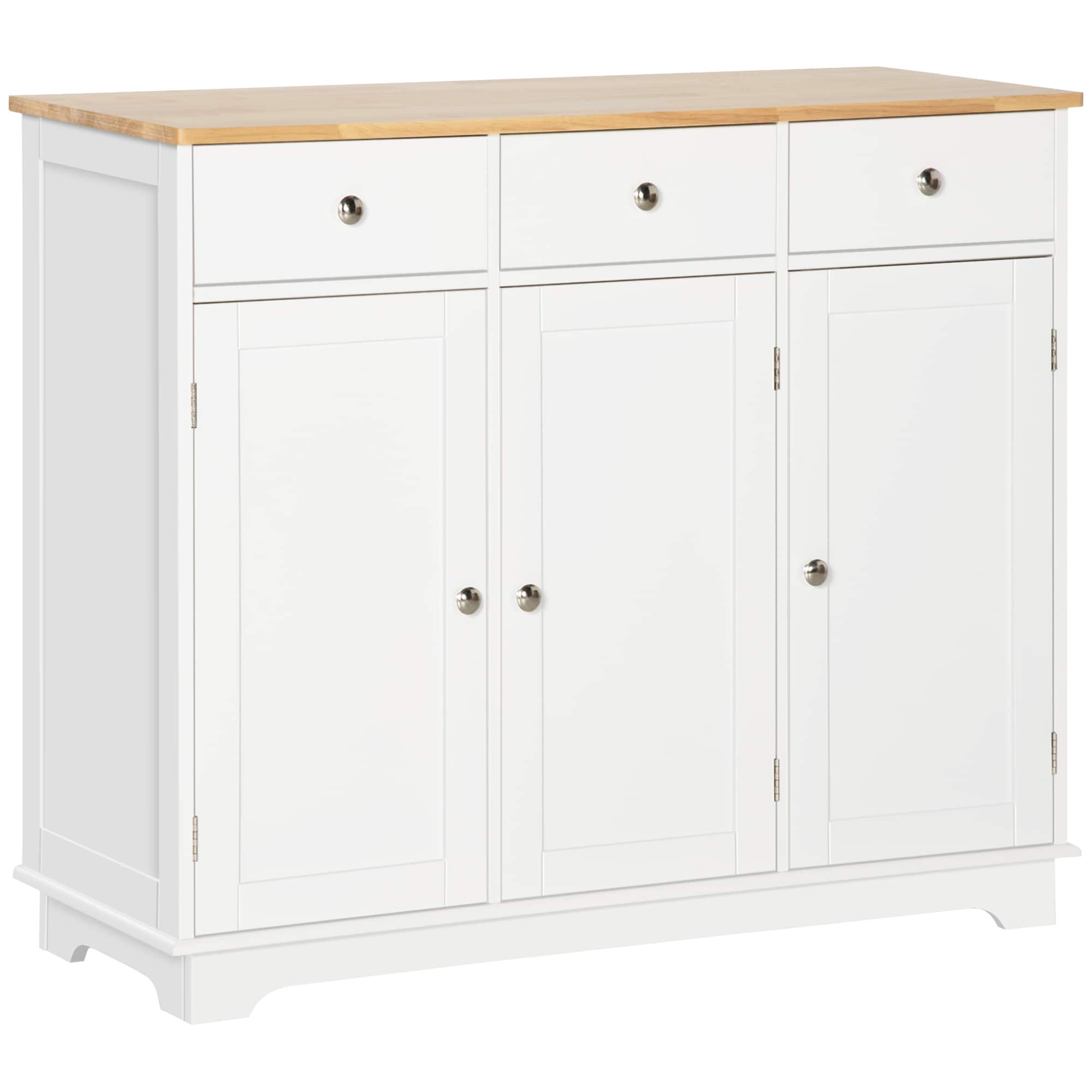 Vynxaria 39.75-in W x 33.5-in H x 15.75-in D White Sideboard Storage Cabinet for Kitchen and Dining Storage with Adjustable Shelves and 3 Drawers