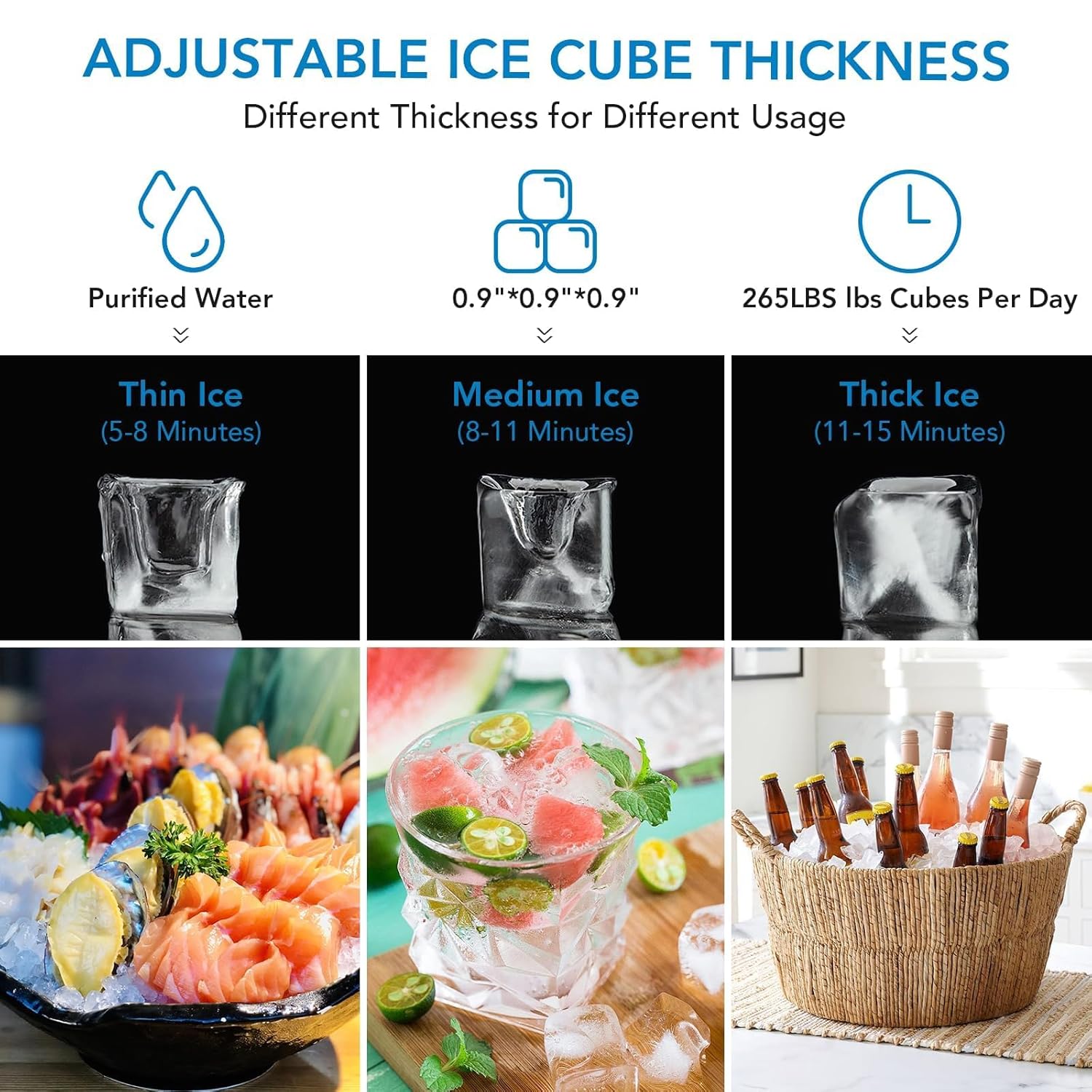 IdealHouse Commercial Ice Maker Machine 200LBS/24H 55LBS Storage Bin 126 Ice Cubes in 8-15 Mins Adjustable Thickness Self-Cleaning LED Digital Display Freestanding Ice Maker for Home Office Bar Restaurant Sansujyuku sansujyuku.com