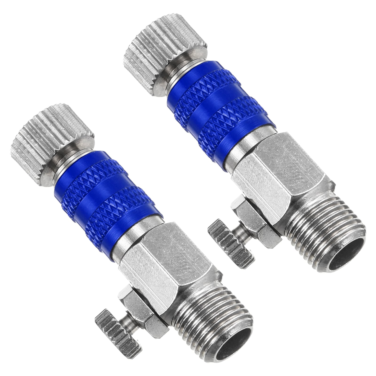 PATIKIL 1/8 Air Brush Connector Adapters 2pcs Air Brush Quick Connect Air Brush Airflow Control Valve Quick Release Disconnect for Air Brush Hose Blue