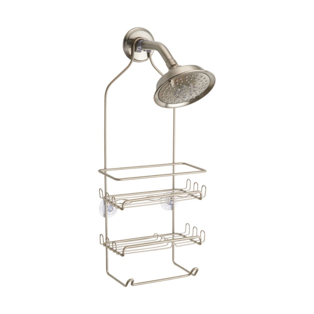 iDesign  Milo Stainless Steel Hanging Shower Caddy 21-1/4 in. H x 9 in. L x 4-1/2 in. W Satin Silver