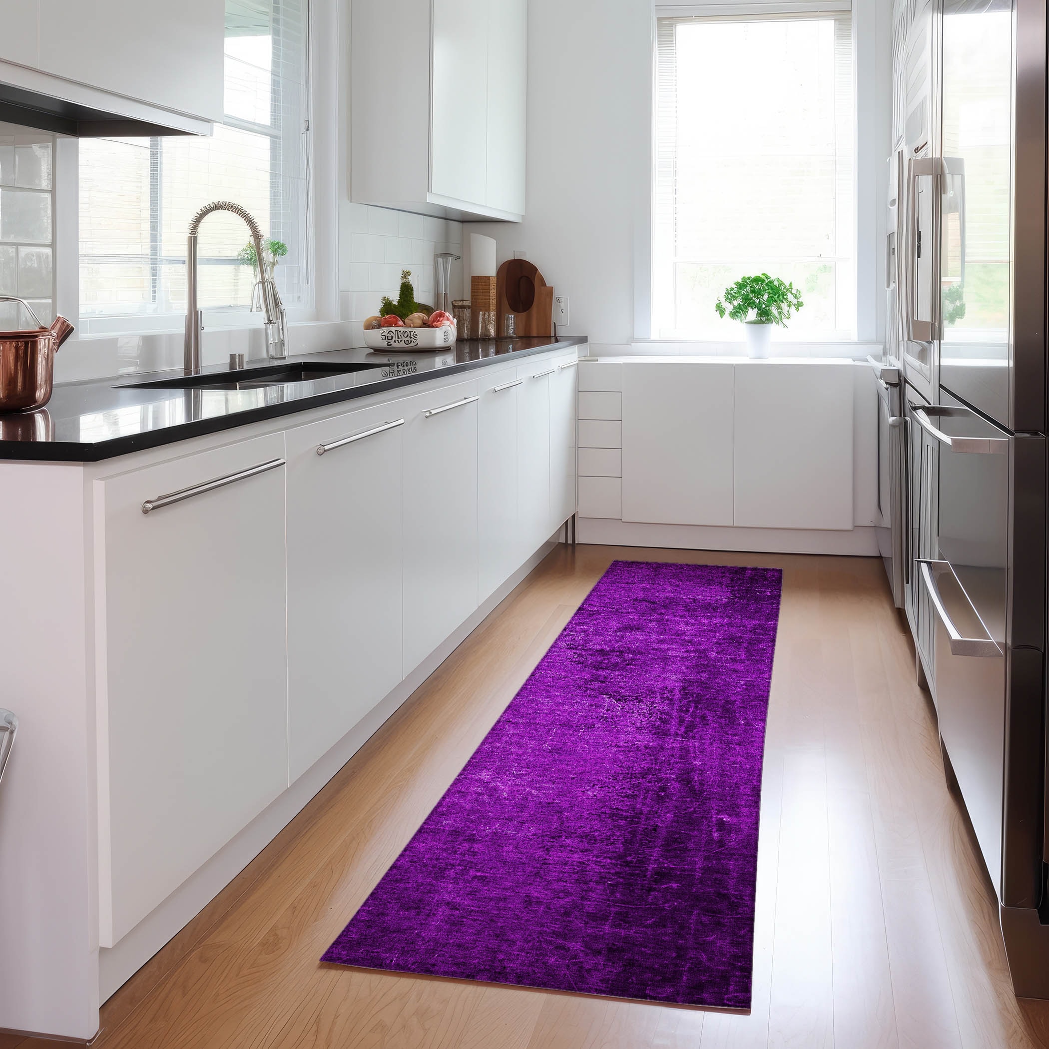 Addison Rugs ACN554PP2X8 Chantille ACN554PP 2 x 7 (ft) Polyester Purple Rectangular Indoor/Outdoor Floral/Botanical Machine washable Area rug