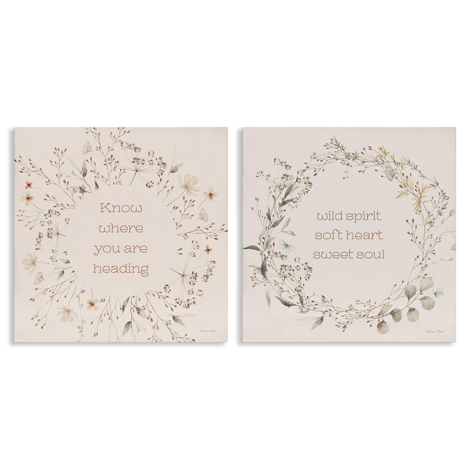 Stupell Industries B2-792-CN-2PC-17X17 Inspiring Soft Wreaths with Phrases 2 Piece Canvas Wall Art Set By Susan Ball 17 x 17
