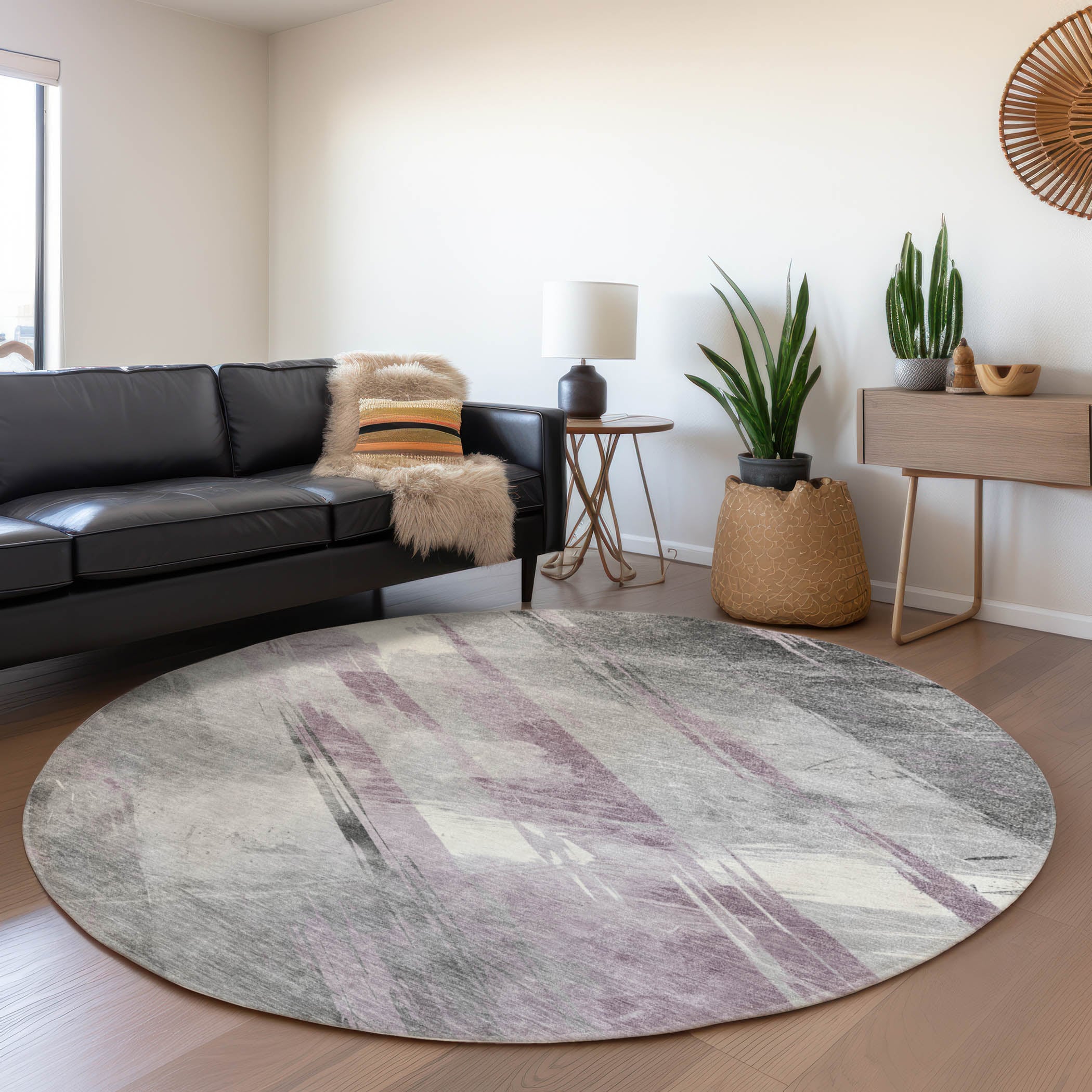 Addison Rugs ACN1538LV8RO Chantille ACN1538LV 8 x 8 (ft) Polyester Lavender Round Indoor/Outdoor Geometric Machine washable Area rug