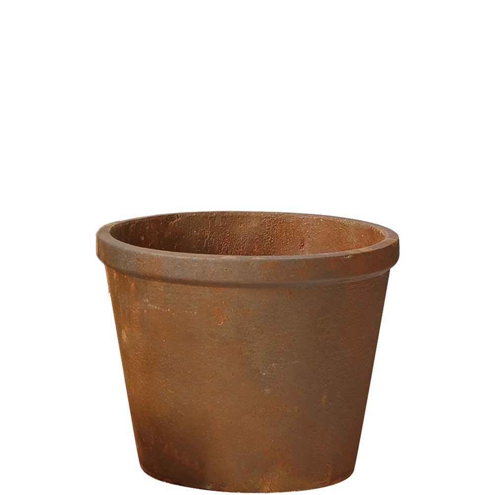  LGP-08B-RU Round 13-in W x 10-in H Brown Concrete Indoor/Outdoor Planter