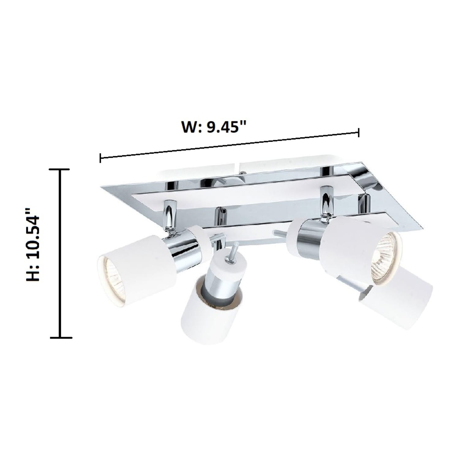 Davida Chrome White Modern 4-Light Semi-Flush Mount