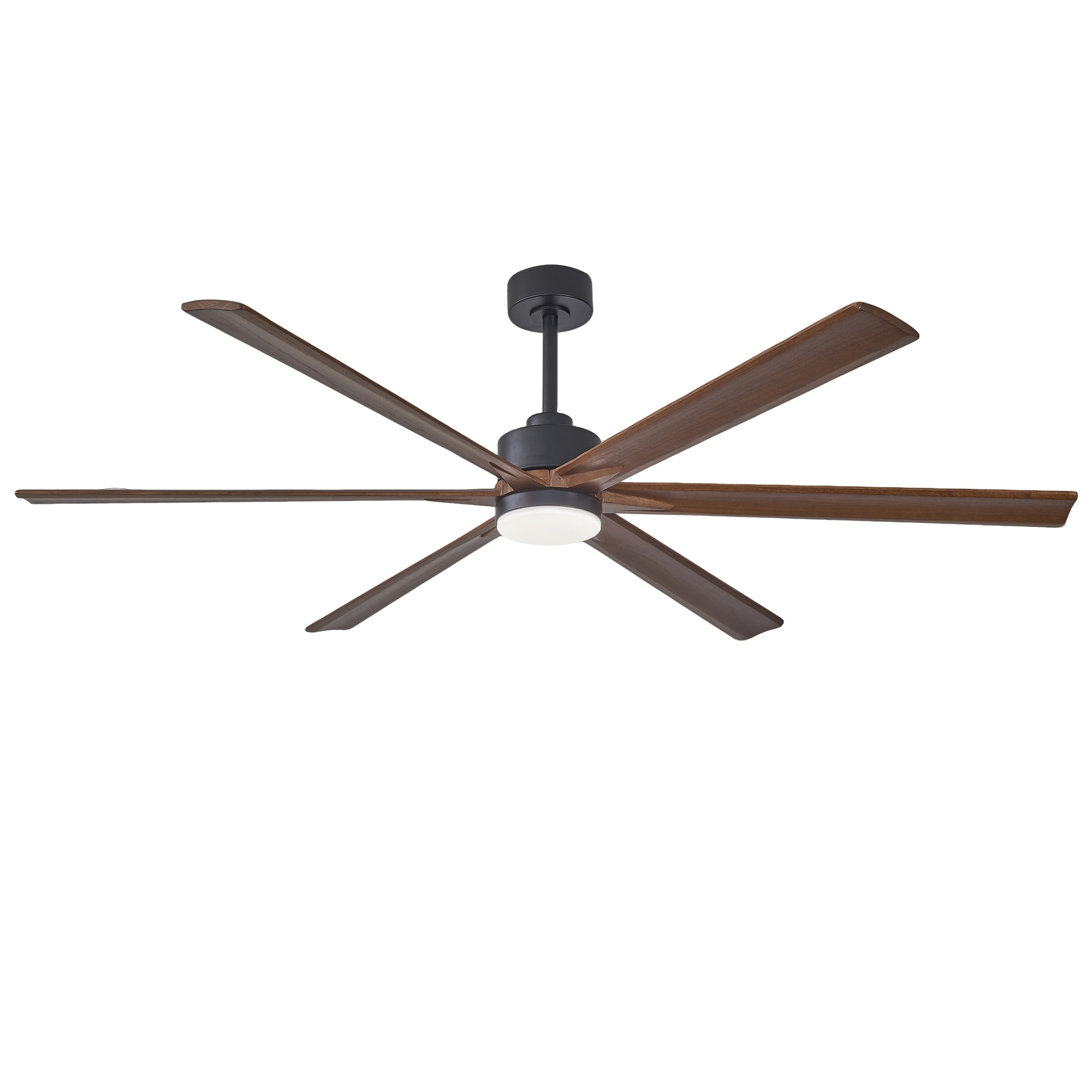 HyperDrop Cart 70-in Red Walnut Solid Wood Indoor Ceiling Fan Matte Black 6-Blade Quiet DC Motor Reversible Living Room