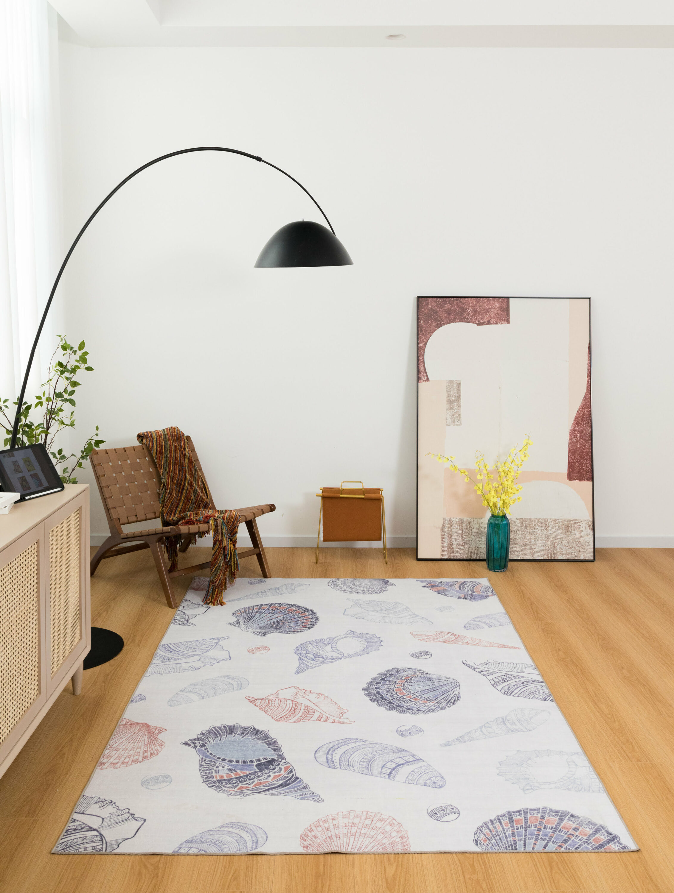 MDA Rugs FD0357 Florida 5 x 7 (ft) Polyester Blue/White Rectangular Indoor Floral/Botanical Area rug