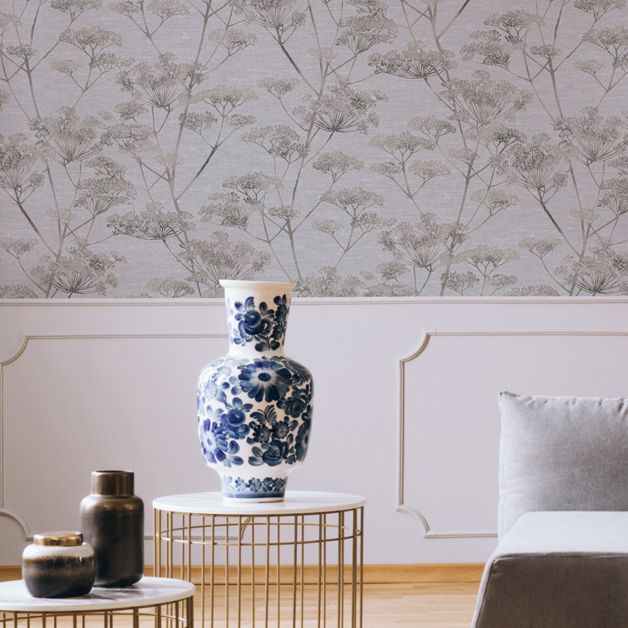 Graham & Brown Serene Seedhead Grey Wallpaper Sample in the Wallpaper