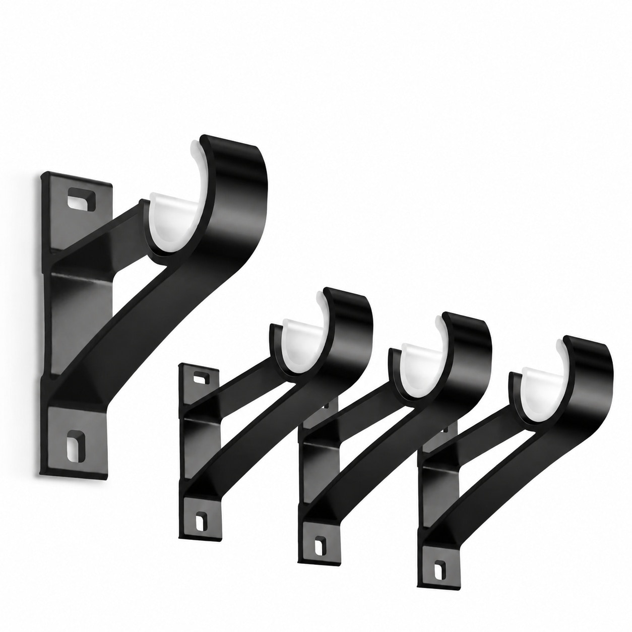 Etokfoks Black Aluminum Alloy Single Curtain Rod Bracket Heavy Duty ...