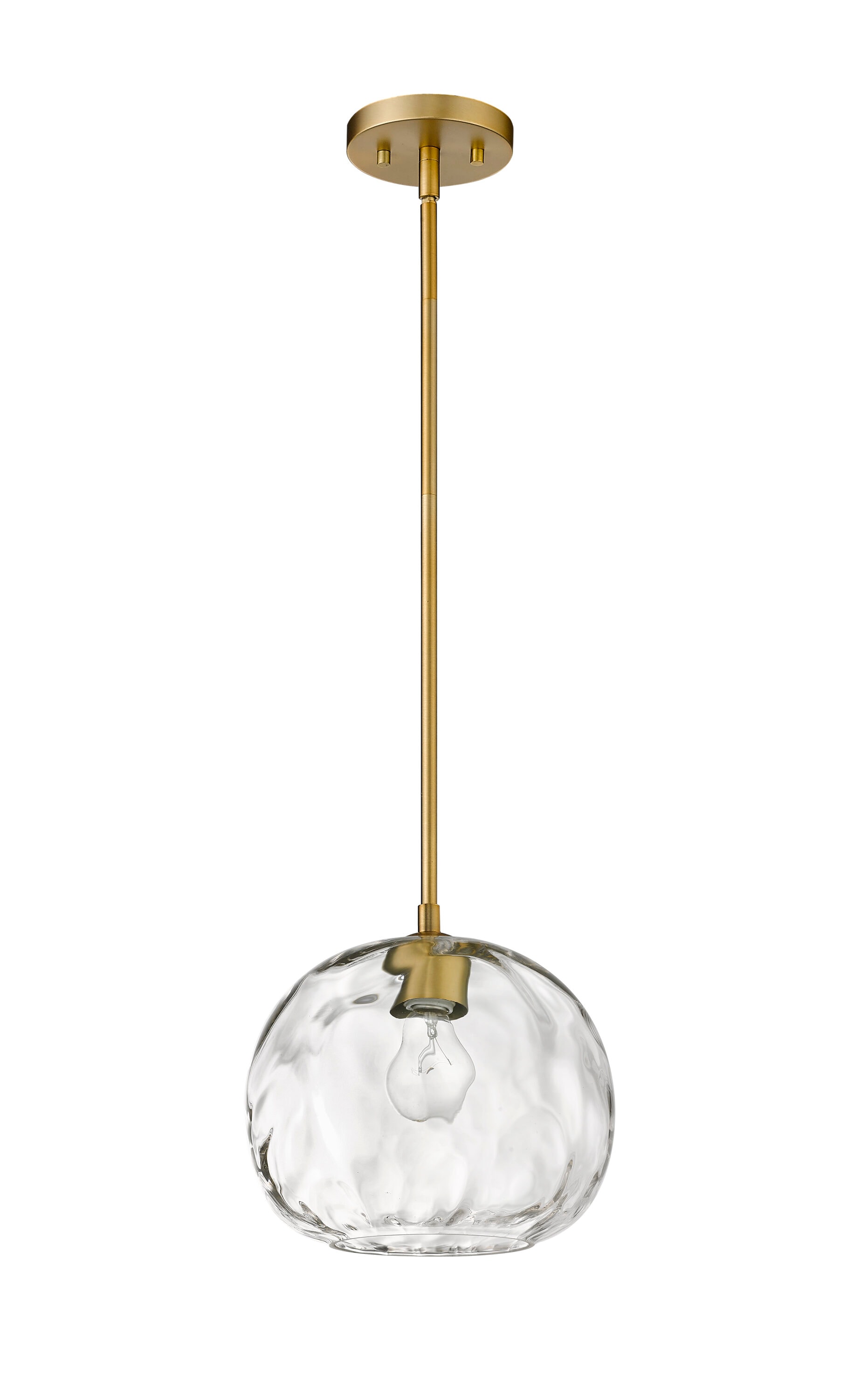 Chloe Olde Brass 10" Clear Water-Textured Glass Pendant
