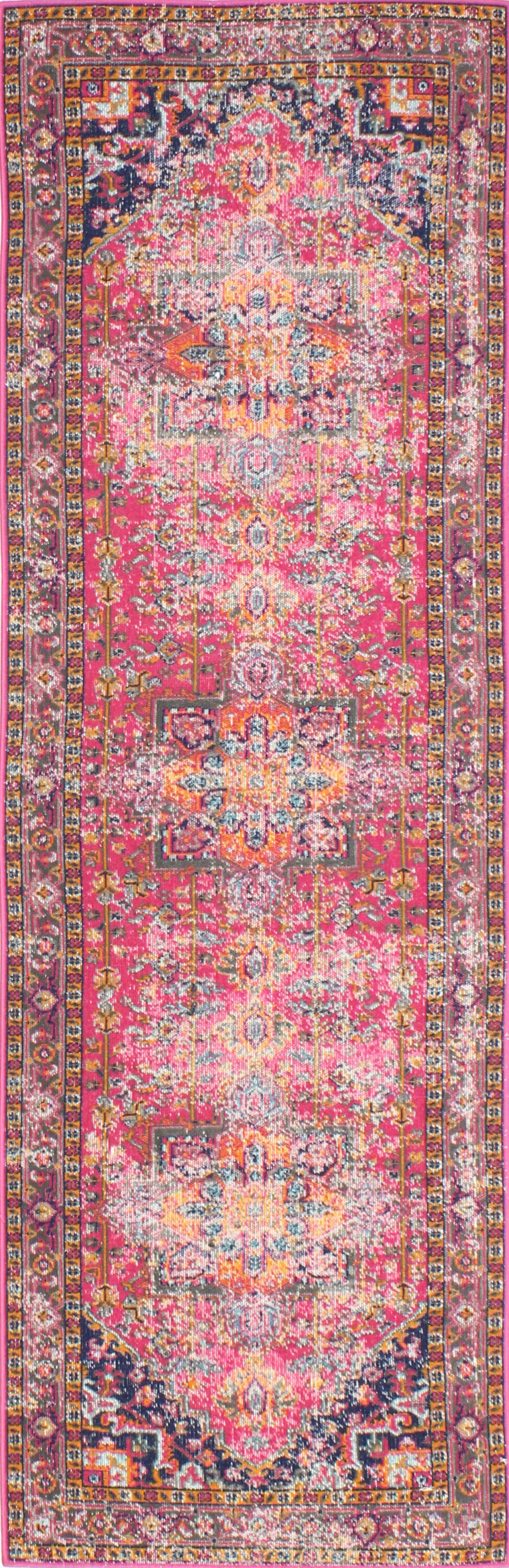 Bashian 649652241364 3 X 8 (ft) Fuchsia Indoor Floral/Botanical Farmhouse/Cottage Runner Rug
