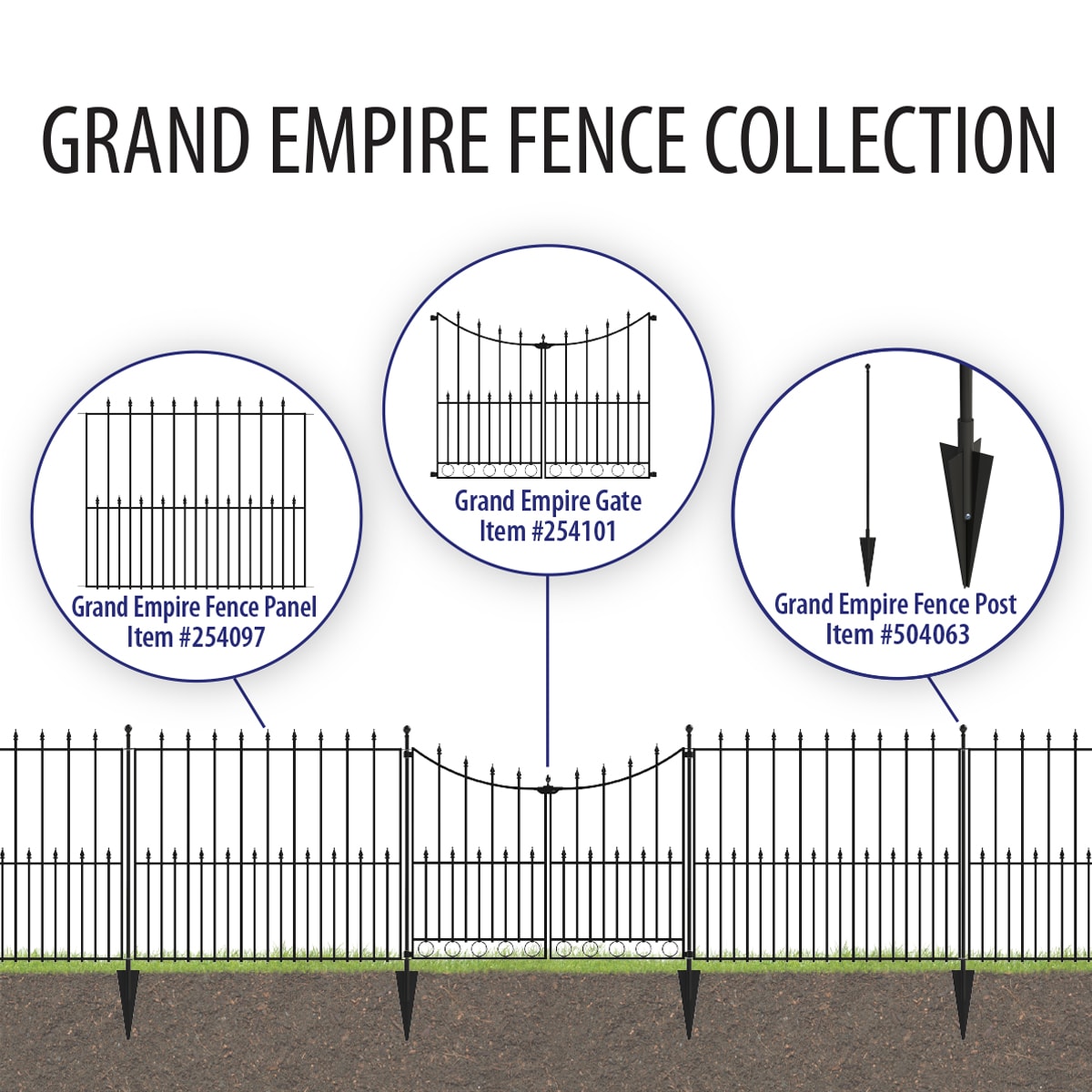 YARDLINK  No Dig Grand Empire 50-ft Sectional Steel Fencing Kit