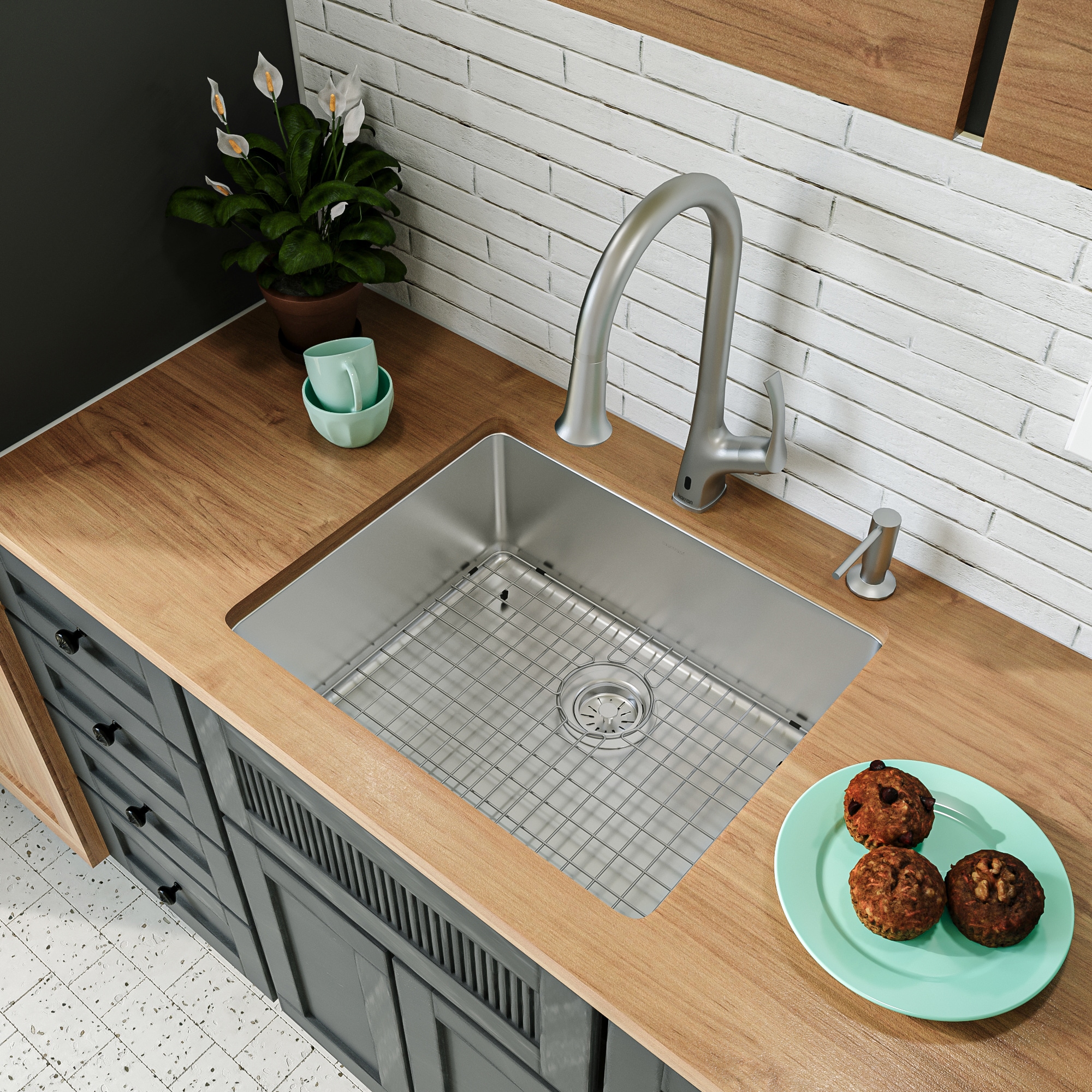Karran NC-420-PK1 Undermount 23.13-in x 17-in Stainless steel Single bowl 18 -Gauge Kitchen Sink