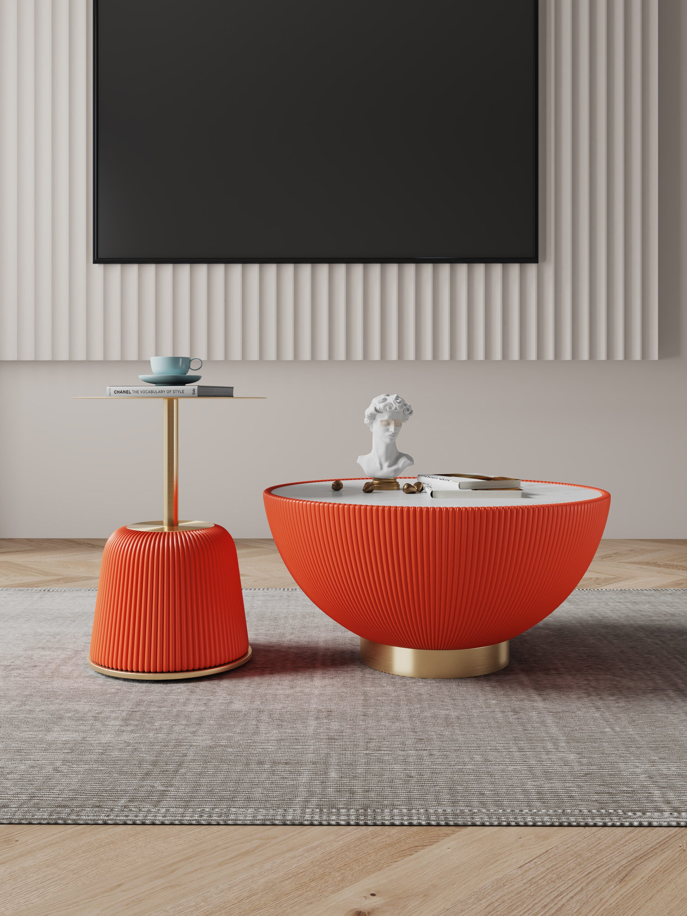 Manhattan Comfort 2-AT02-OR Ceramix Faux and Gold Ceramic Modern Coffee Table