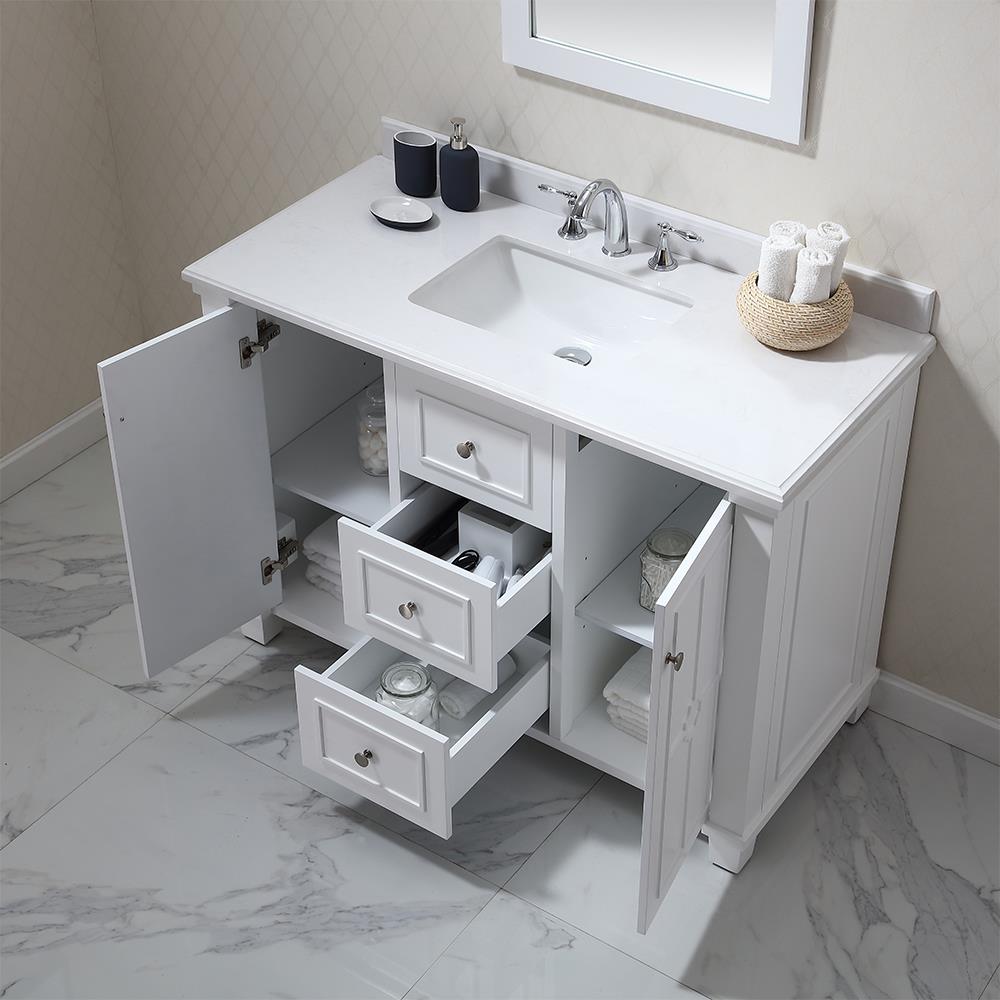 OVE Decors Positano 48-in White Undermount Single Sink Bathroom Vanity ...