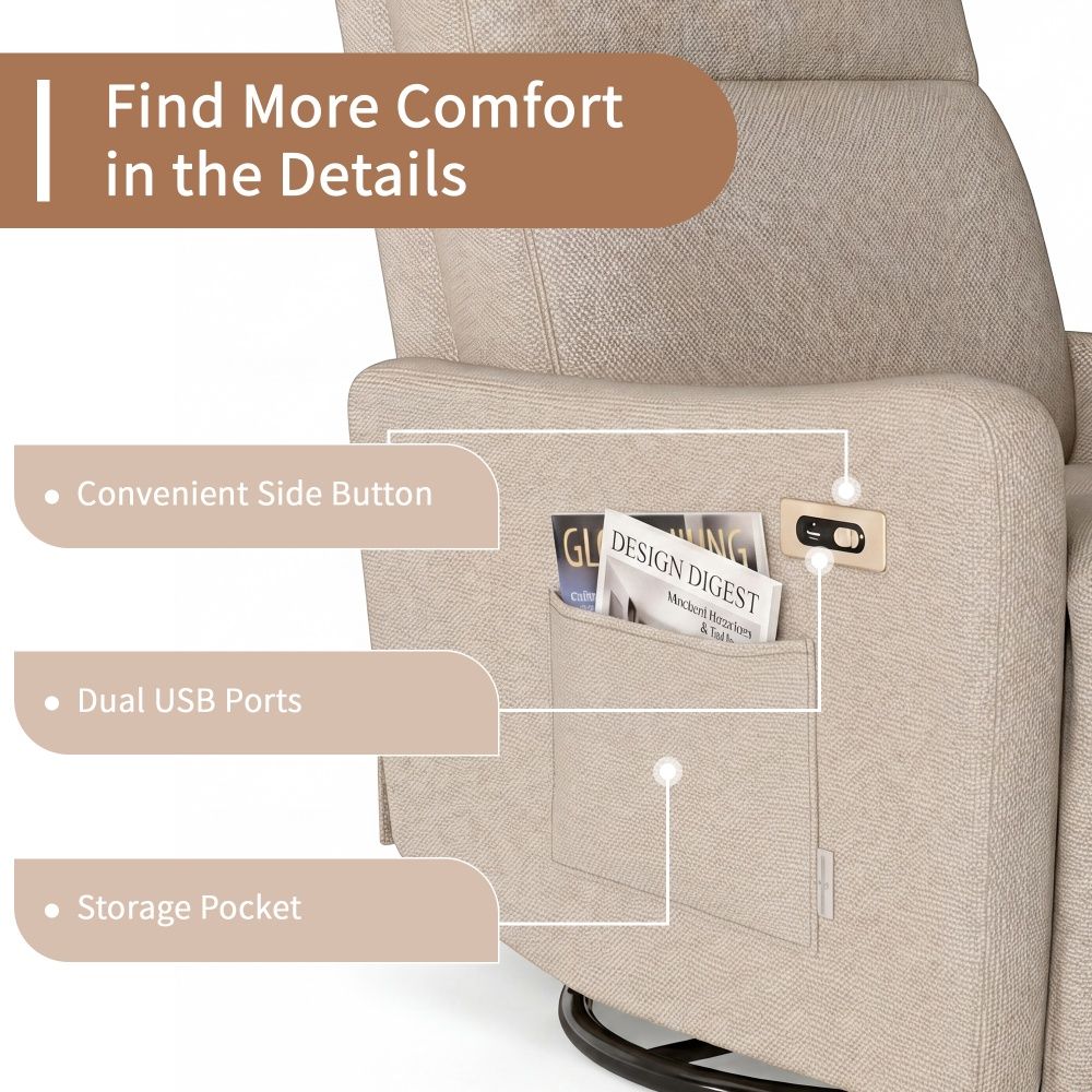 Coolbibila LUMO-RECLINER-BROWN recliners - View #7