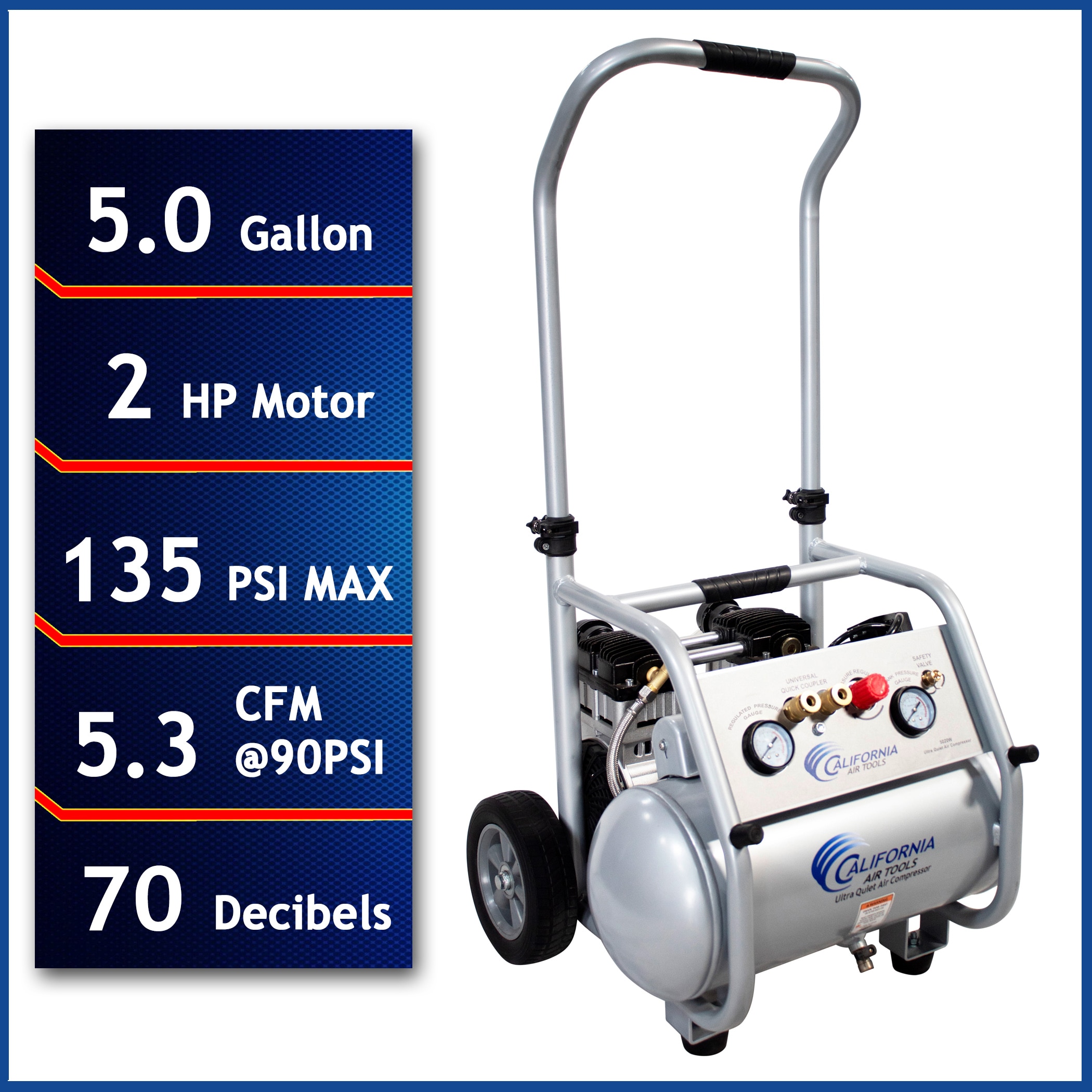 California Air Tools 5-Gallon Portable Electric 125 PSI Horizontal Air Compressor CAT-5020W Sansujyuku sansujyuku.com