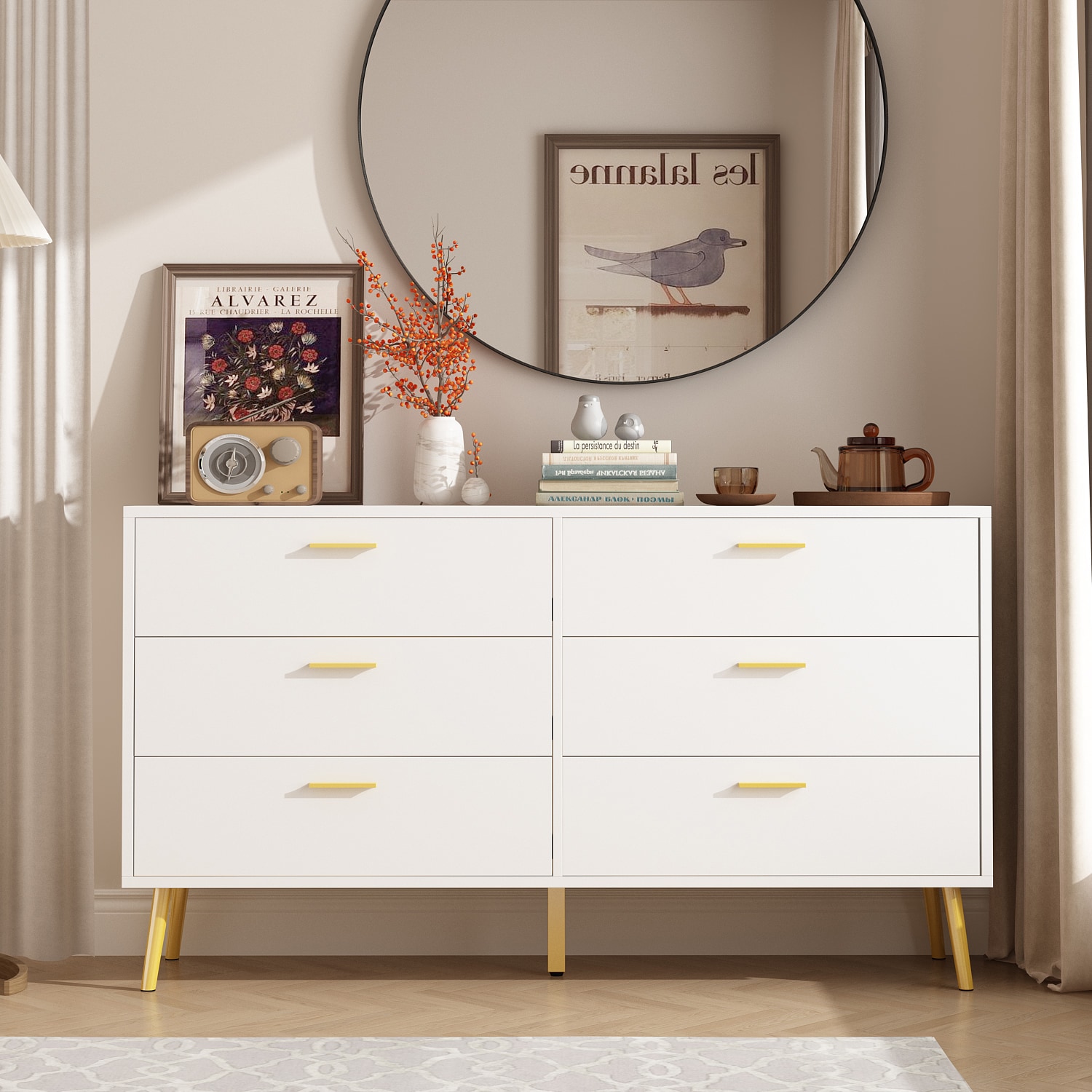 FUFU&GAGA WL0054-02 White 6 -Drawer Standard dresser