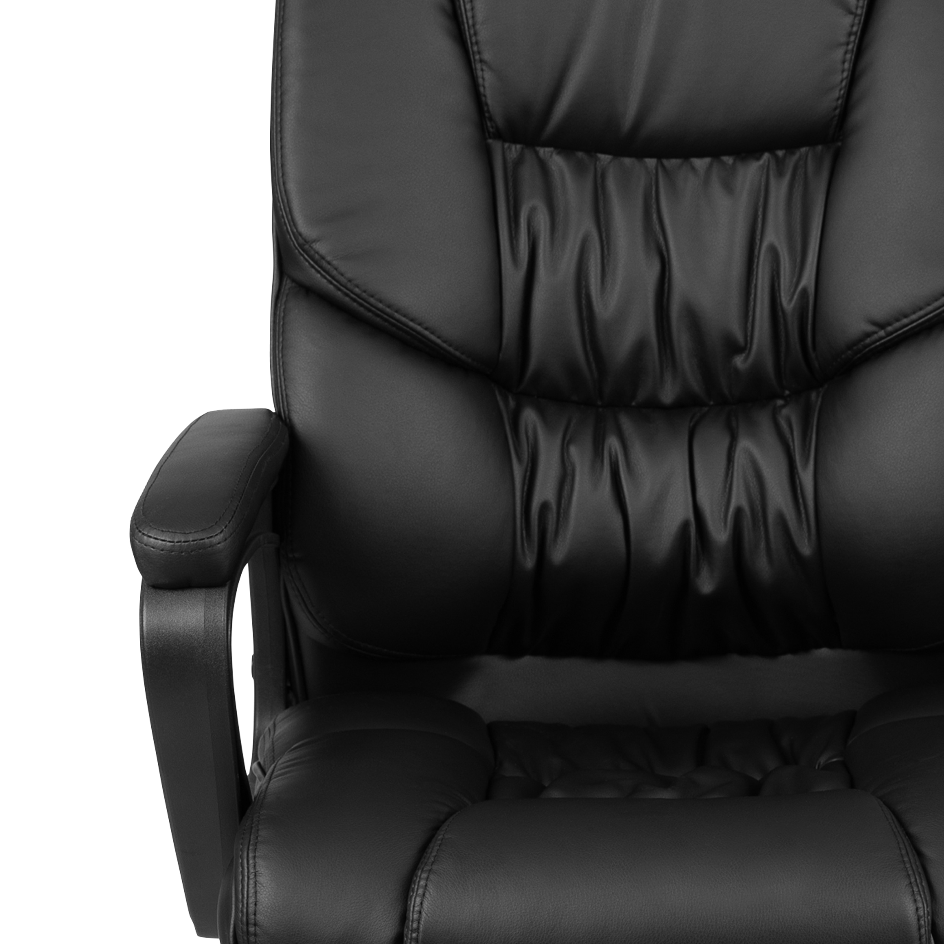 Ergonomic High-Back Black Leather Swivel Office Chair with 360° Swivel
