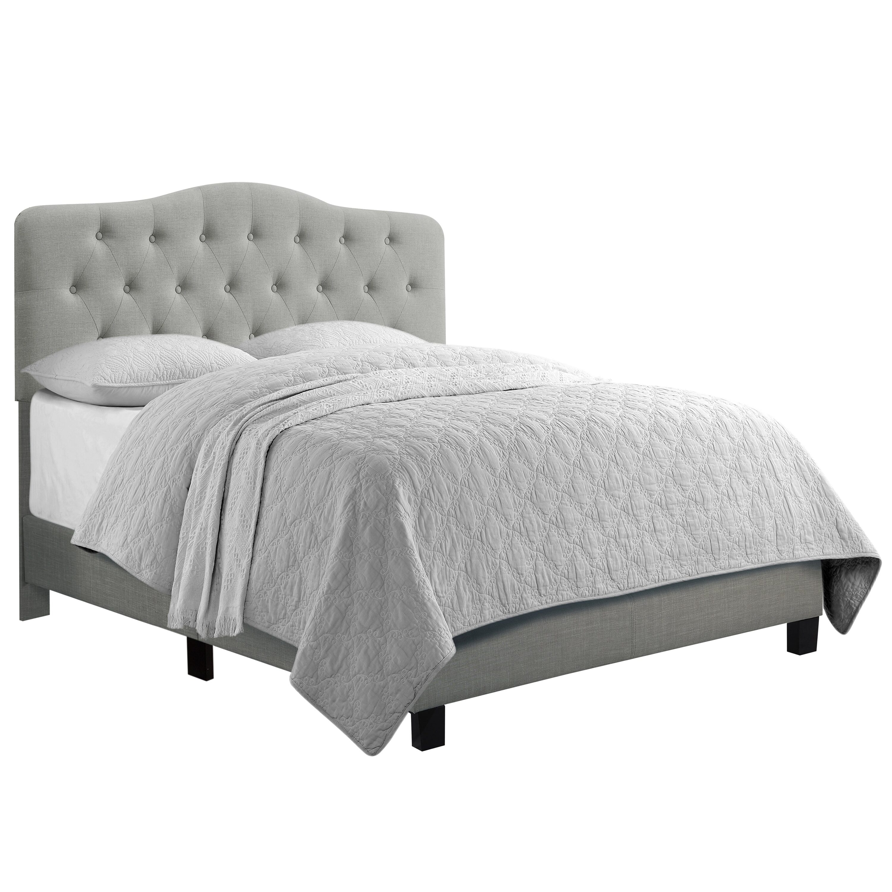 Boyel Living BL-B1K-3 Low Profile Upholstered Bed Button Tufted Bed Frame with Solid Wood Structure and Plush Padding