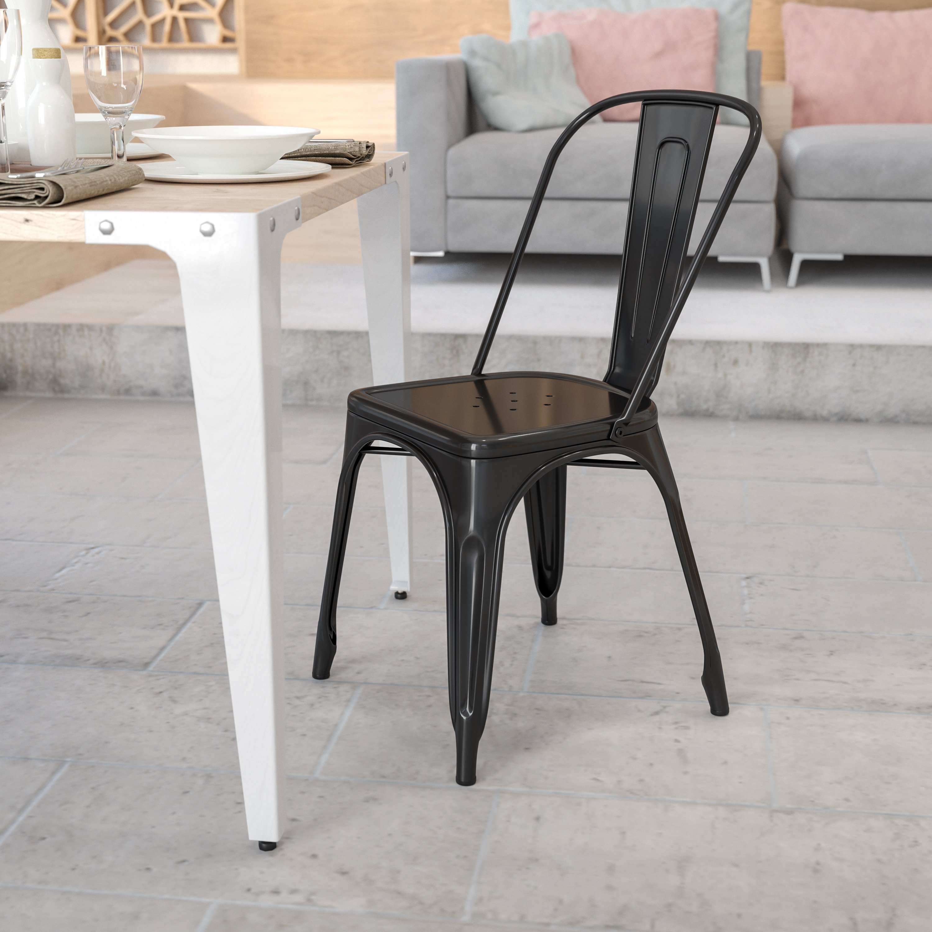 Flash Furniture 889142002710 Contemporary/Modern Dining Side Chair (Metal Frame)