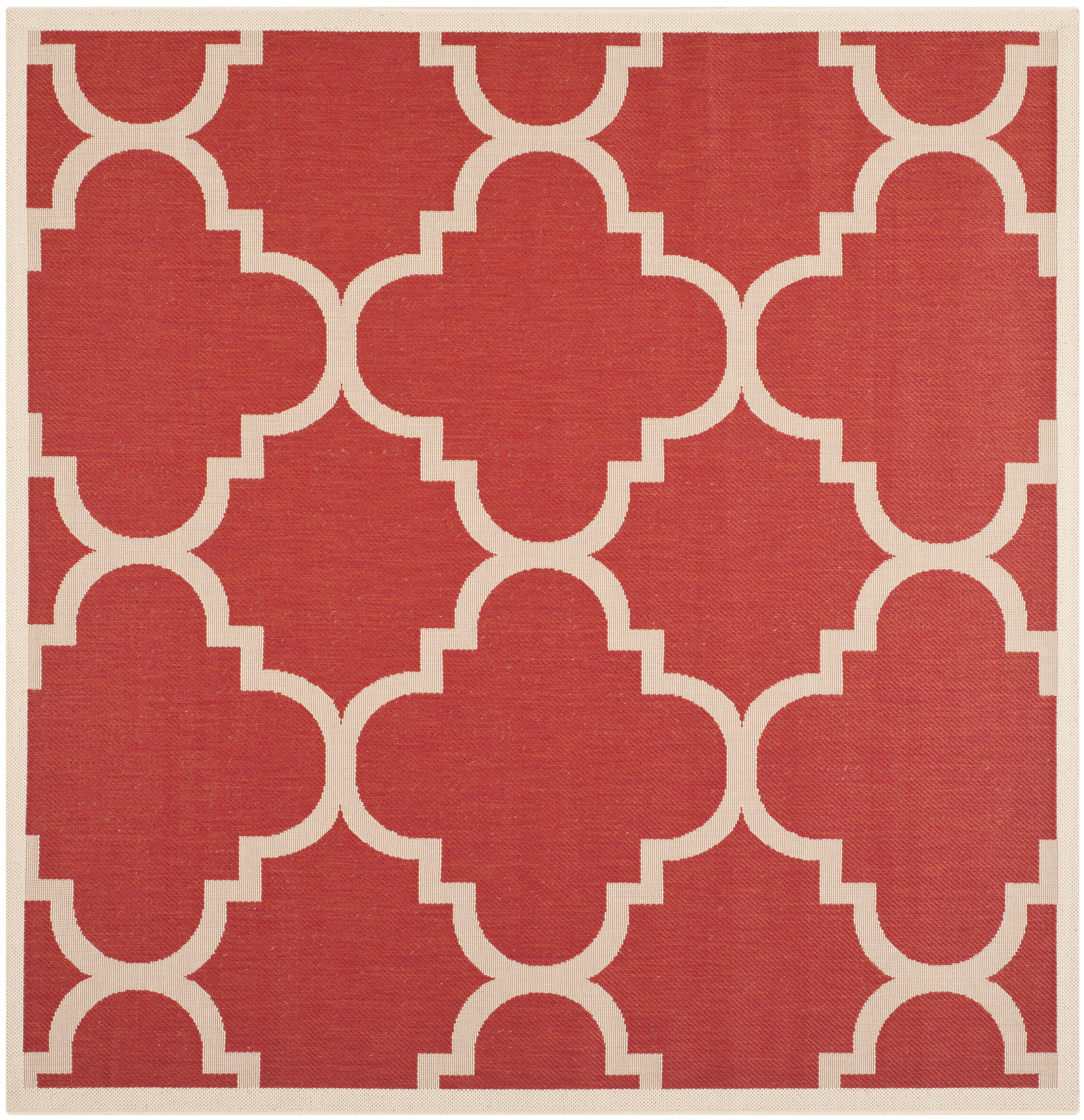 Courtyard Chic 6'7" Square Red Synthetic Easy-Care Area Rug