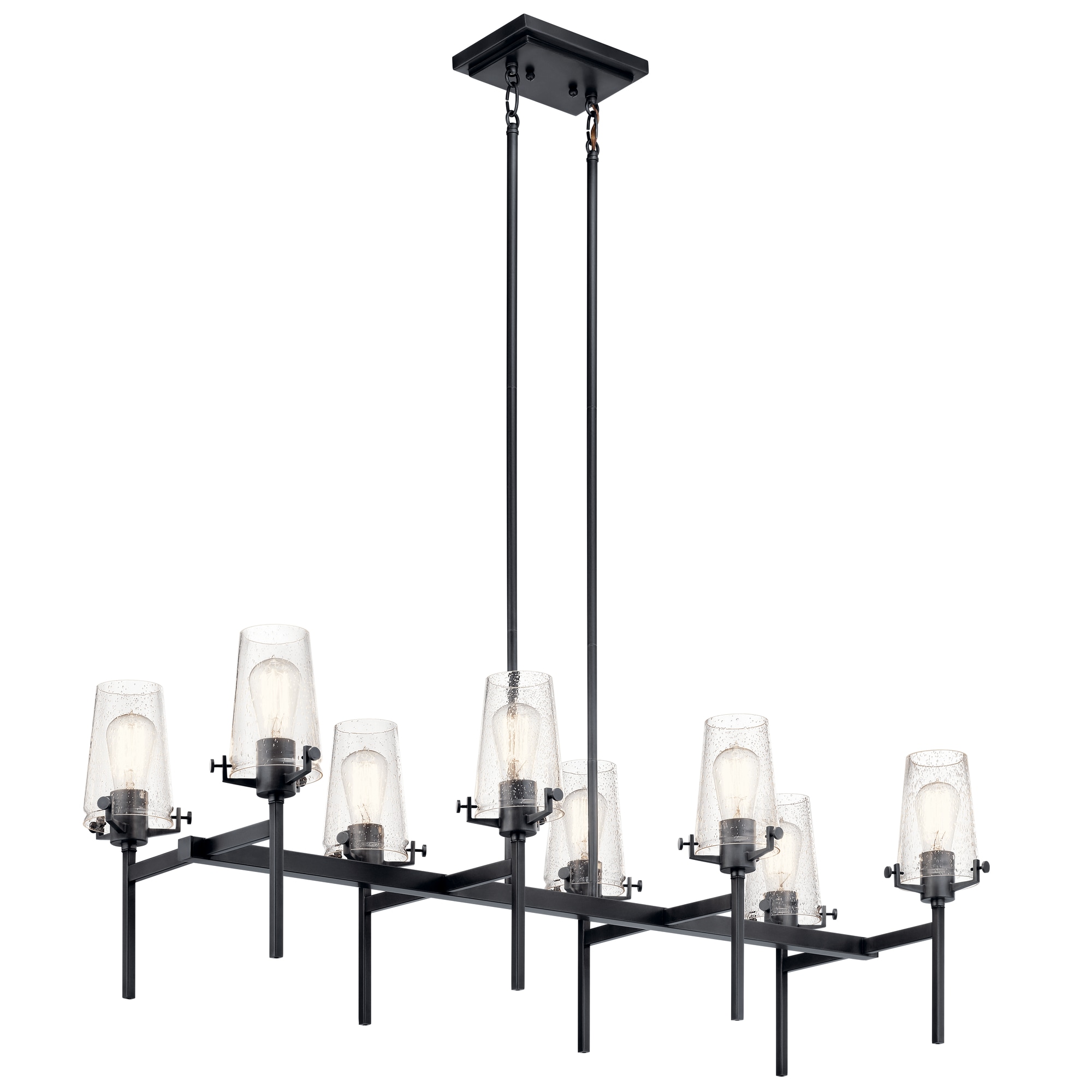Kichler 43696BK Alton 8 -Light Brushed Black Industrial For Use in Bedrooms, Dining Rooms, Foyers, Kitchens, Living Rooms Chandelier