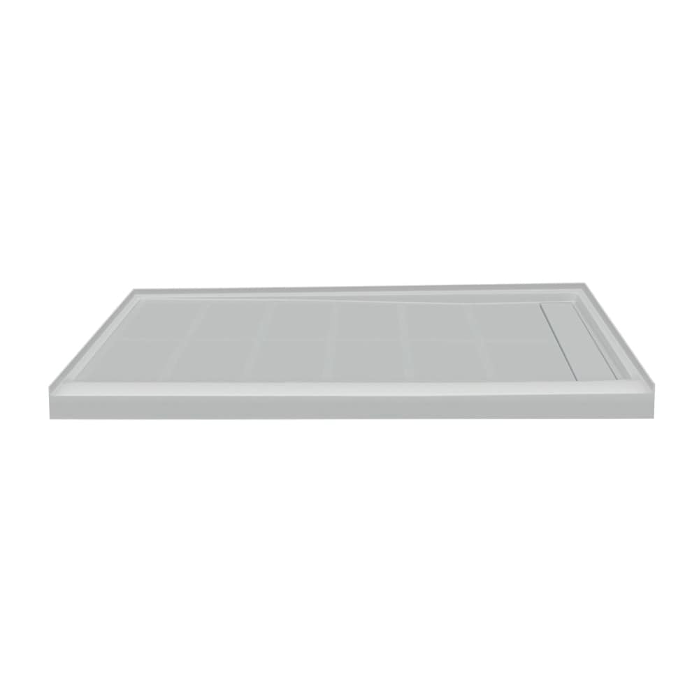 Transolid FL6034R-39 Linear 34-in W x 60-in L x 4-in H Grey Single Threshold Rectangle Shower Pan Base (Right Drain)