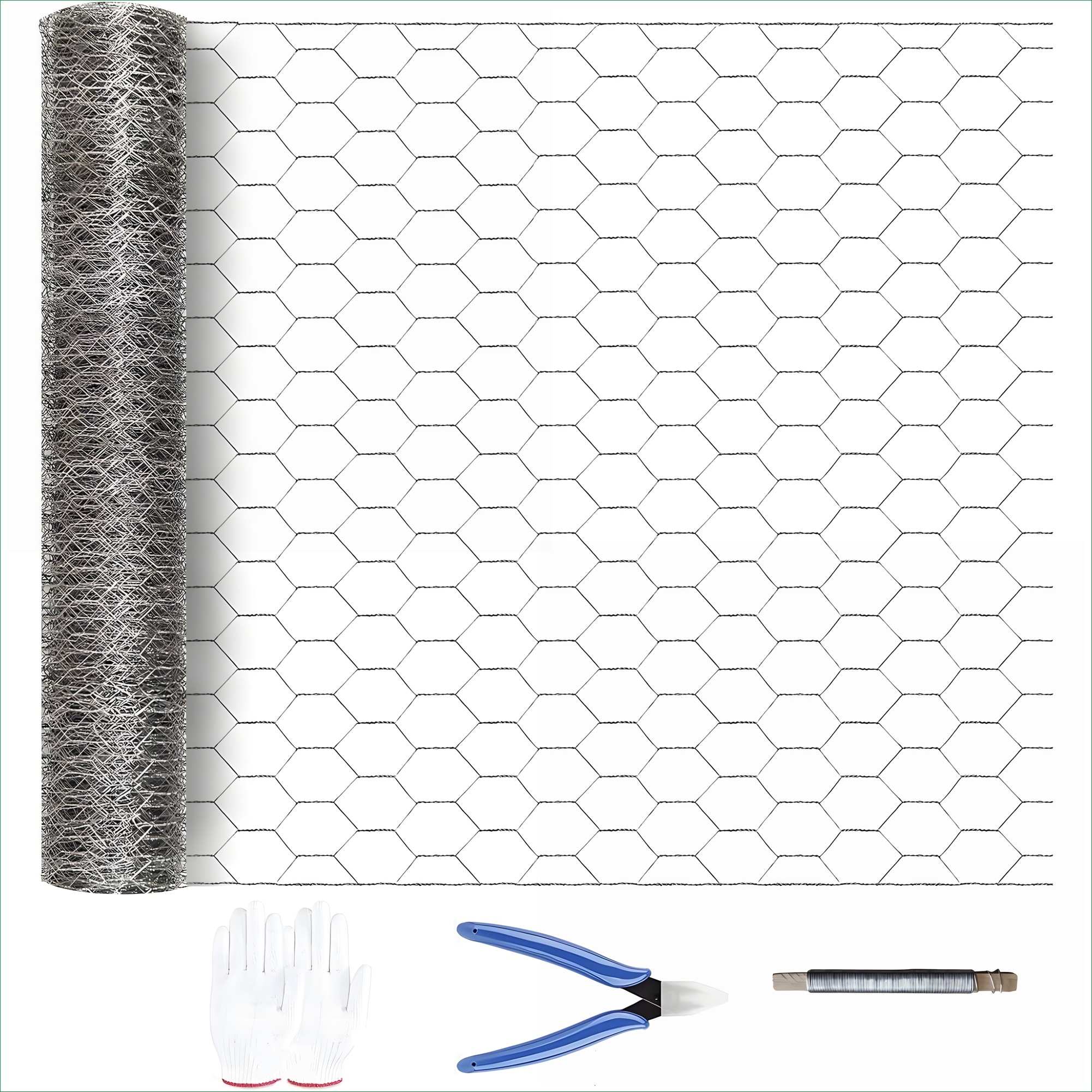 Watnature  Brushed Silver Galvanized 21-Gauge Hetimesagonal Metal Mesh Rust-Resistant Net for Garden Chicken Coop Crafts Plant Protection
