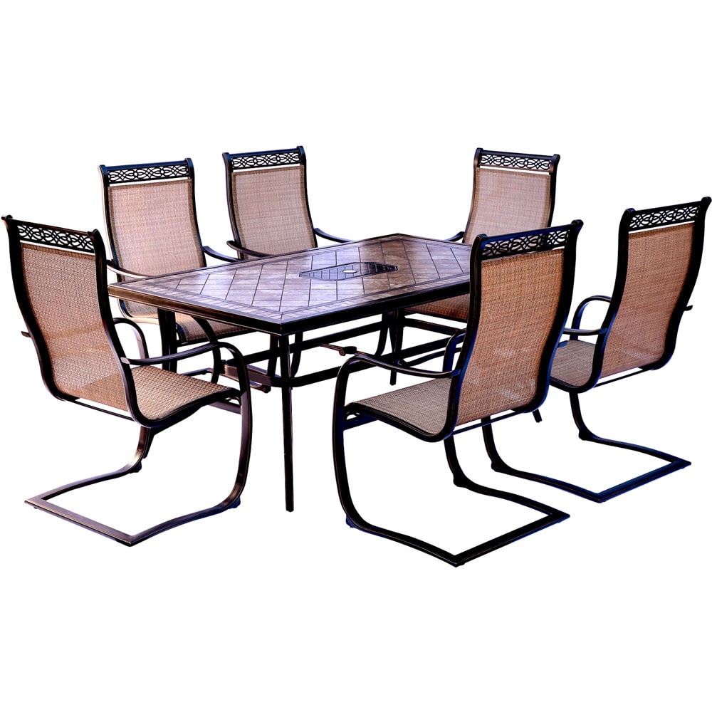 Hanover MONDN7PCSP Monaco 7-Piece Bronze Patio Dining Set with Tan