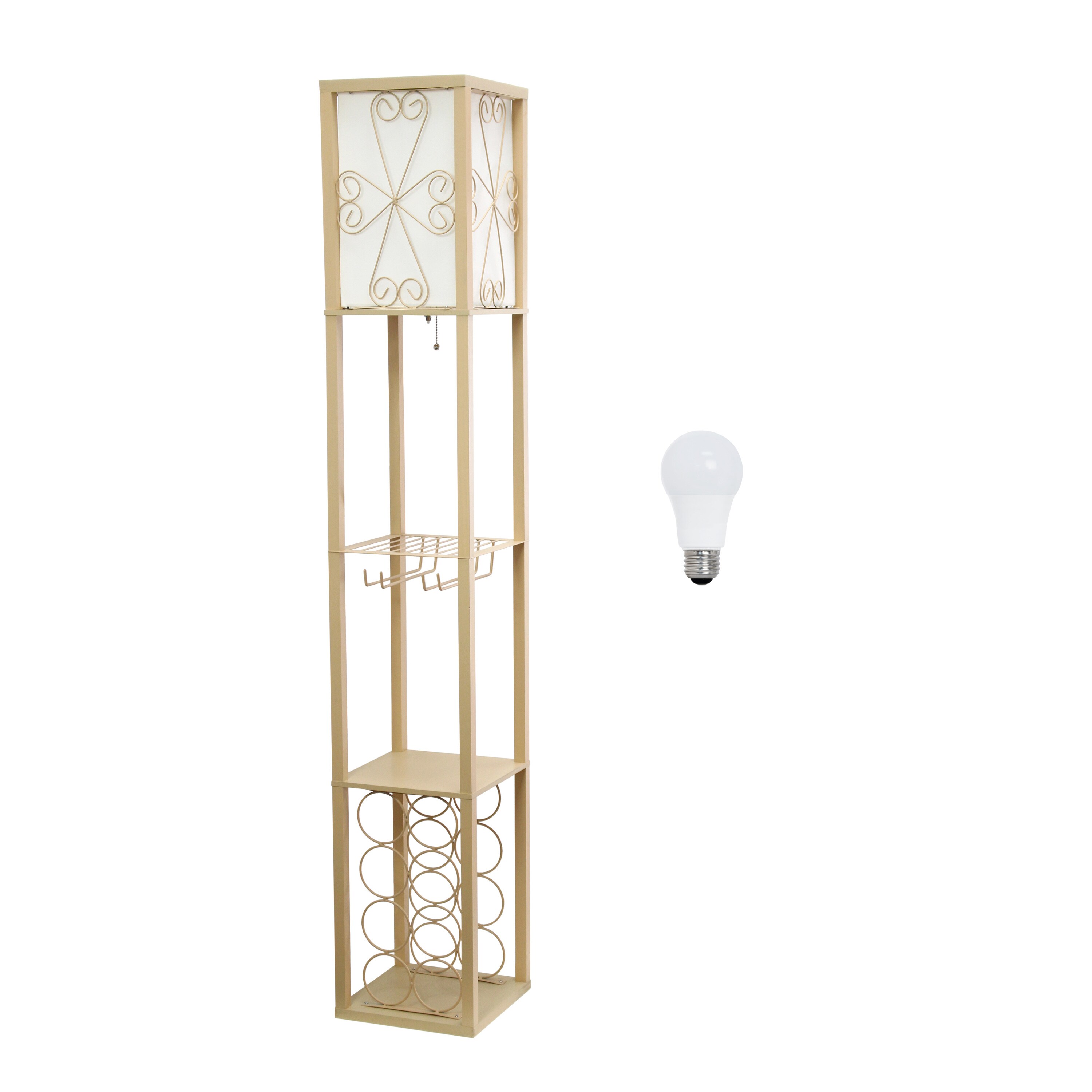 Creekwood Home CWF-3008-TN-LB Eleganzia 62.5-in Tan Standard Floor Lamp with Linen Shade