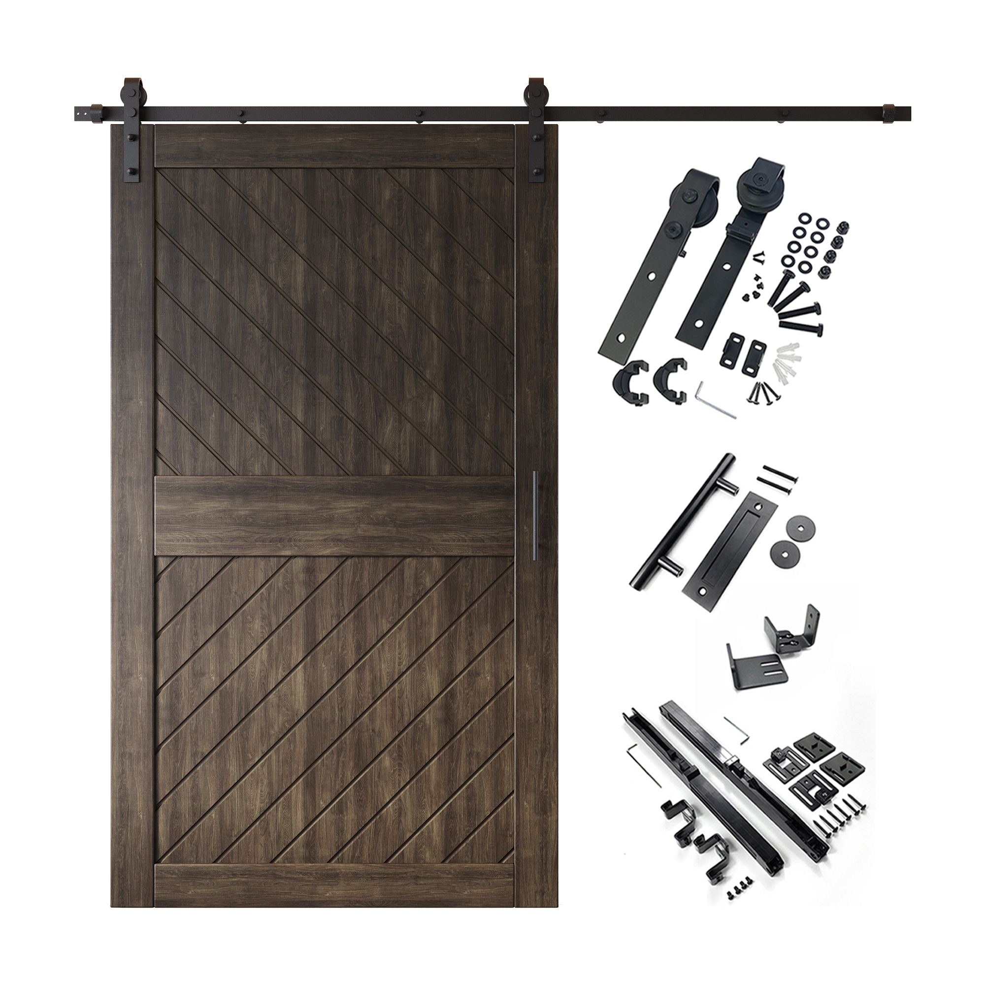 HOMACER YT1H090C-XT4-4284-EB 42-in x 84-in Ebony Prefinished Non-standard Pine Wood Solid core Single Barn Door (Hardware Included)