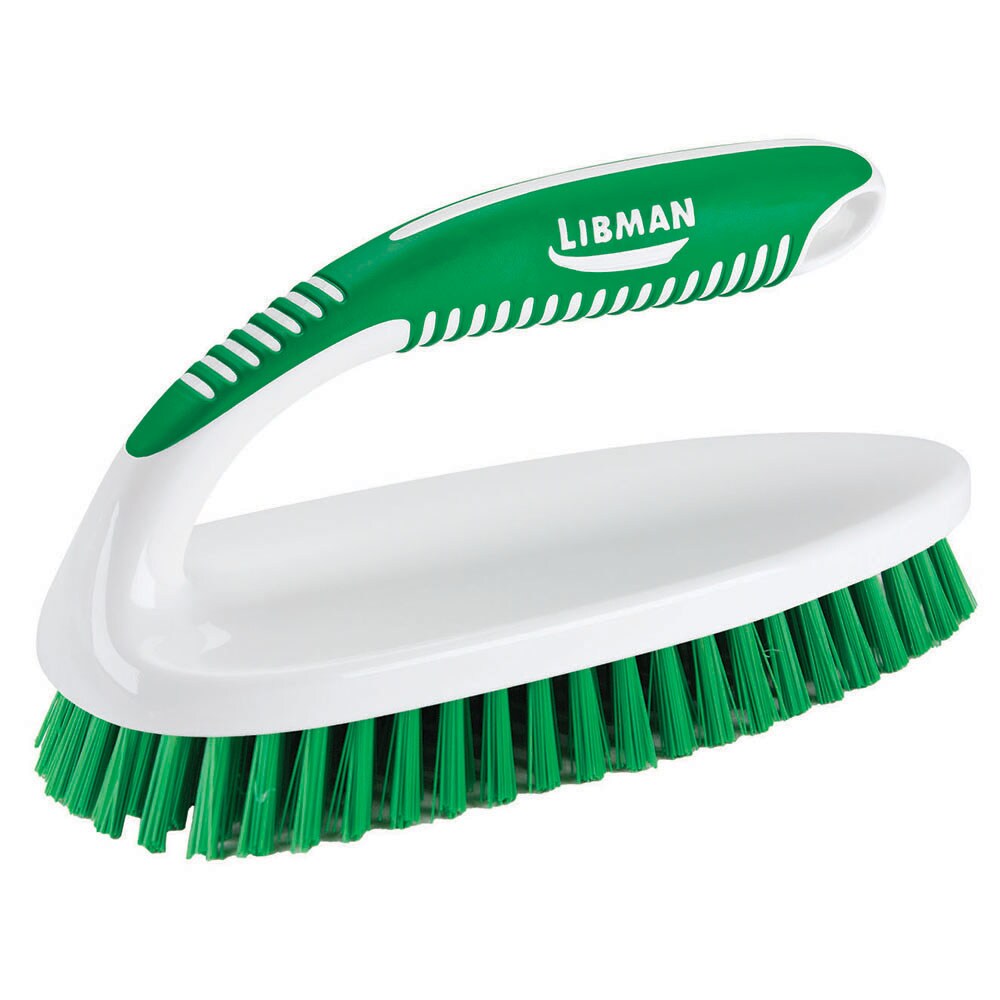Libman 522 Red Long Handle Scrub / Utility Brush with Scraper Edge - 6/Pack