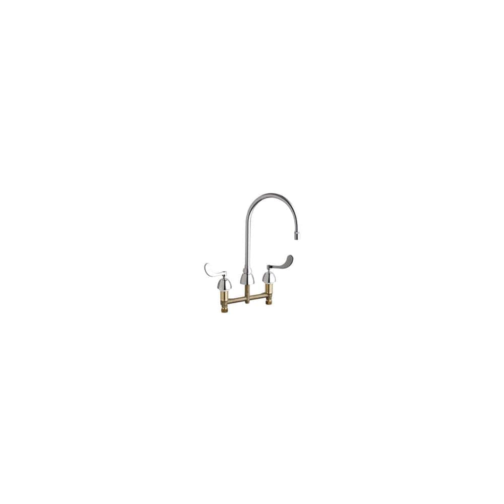 Chicago Faucets  786GN8AE29XKAB Commercial Grade High Arch Kitchen Faucet with Wrist Blade Handles  8 Inch Faucet Centers