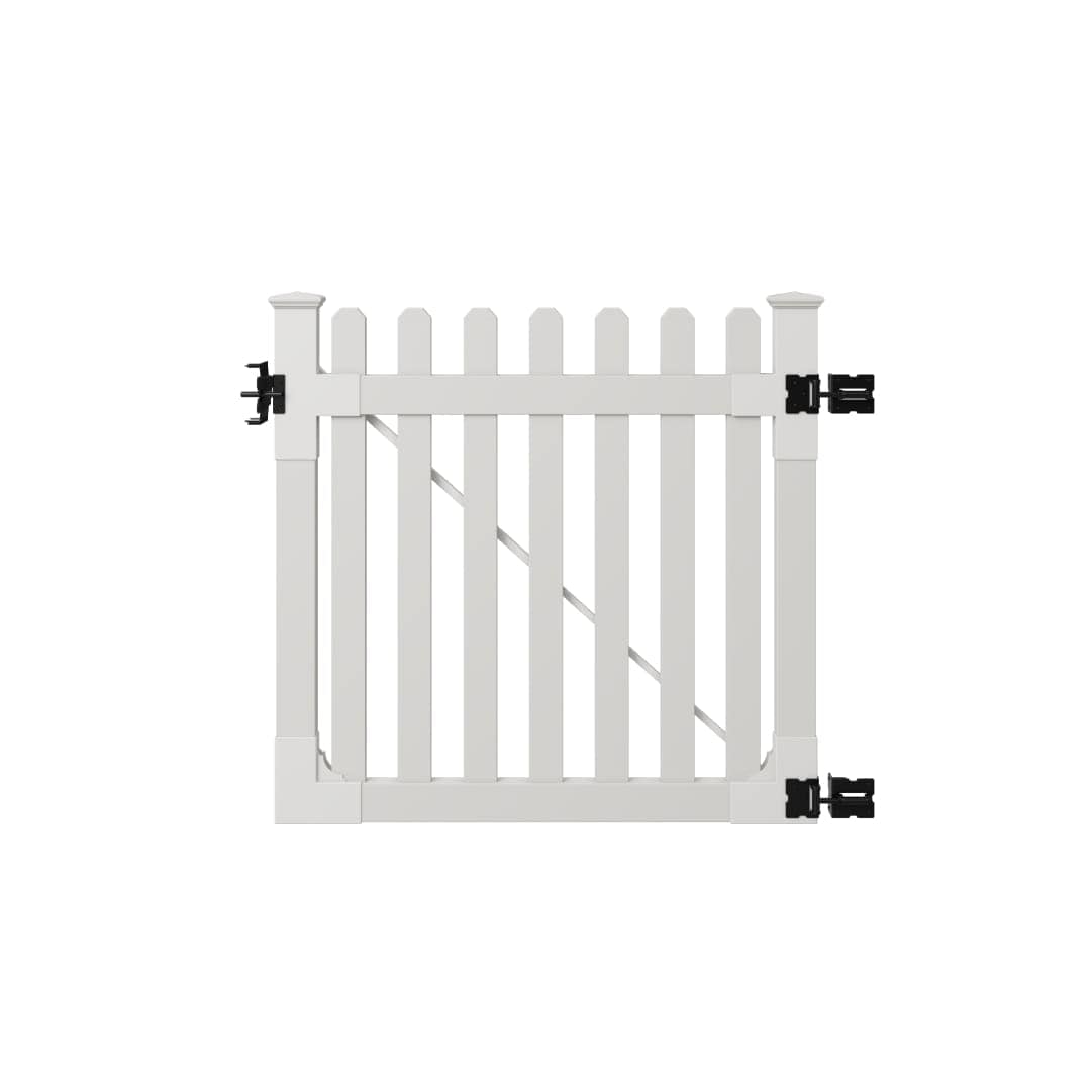WamBam Fence Traditional Classic Picket Fence Gate 4-ft H x 4-ft W White Vinyl Picket Fence gate (Unassembled)