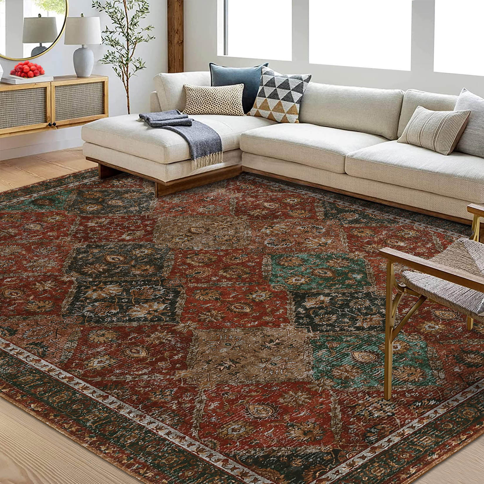 Garvee YXY-LO-PHO-155VJG3G 9 x 12 (ft) Loomed Polyester Red Rectangular Indoor Geometric Moroccan Machine washable Area rug
