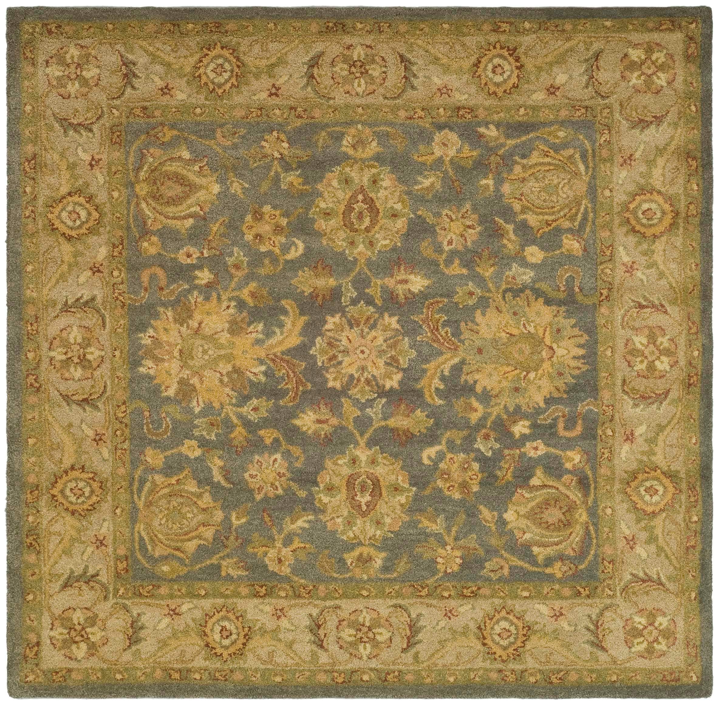 Safavieh AT312A-8SQ Antiquity Gorevan 8 x 8 (ft) Tufted Wool Blue/Beige Square Indoor Floral/Botanical Vintage Area rug