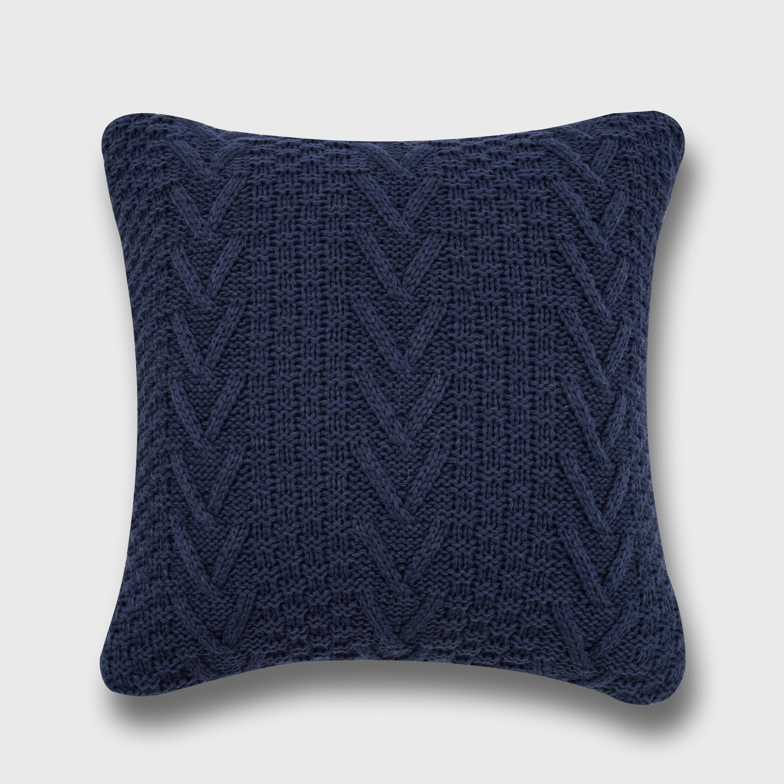 Navy Chunky Sweater Knit Square Throw Pillow 20" x 20"