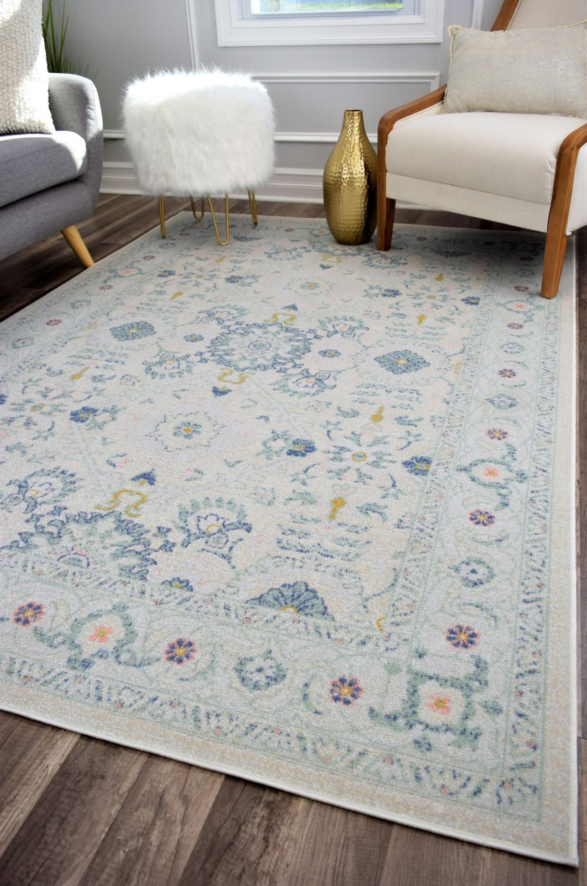 Rugs America 27972 Zola 5 x 7 (ft) Loomed Polypropylene Bashful White Rectangular Indoor Medallion Vintage Area rug
