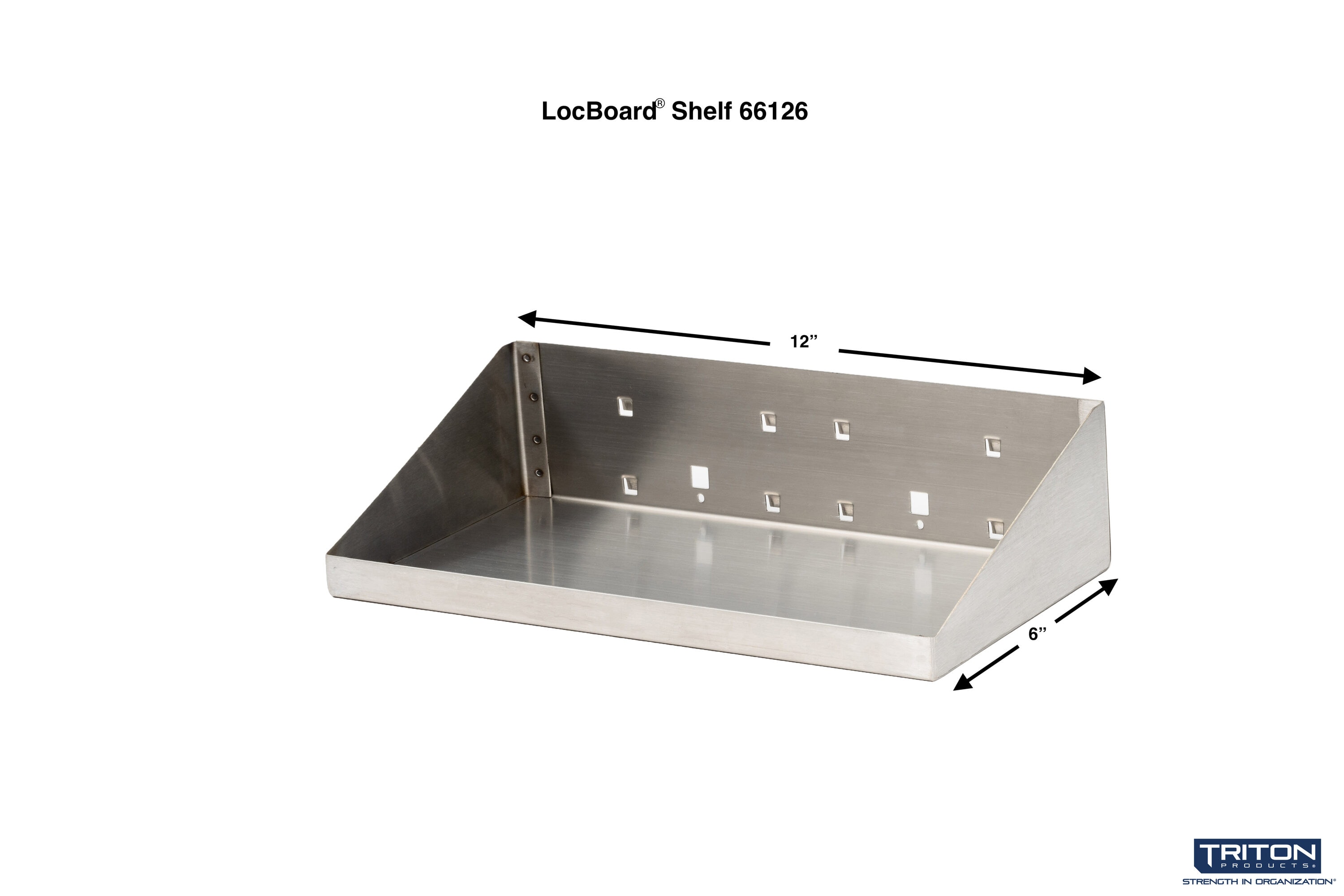 12" x 6" Stainless Steel Pegboard Shelf with Lip