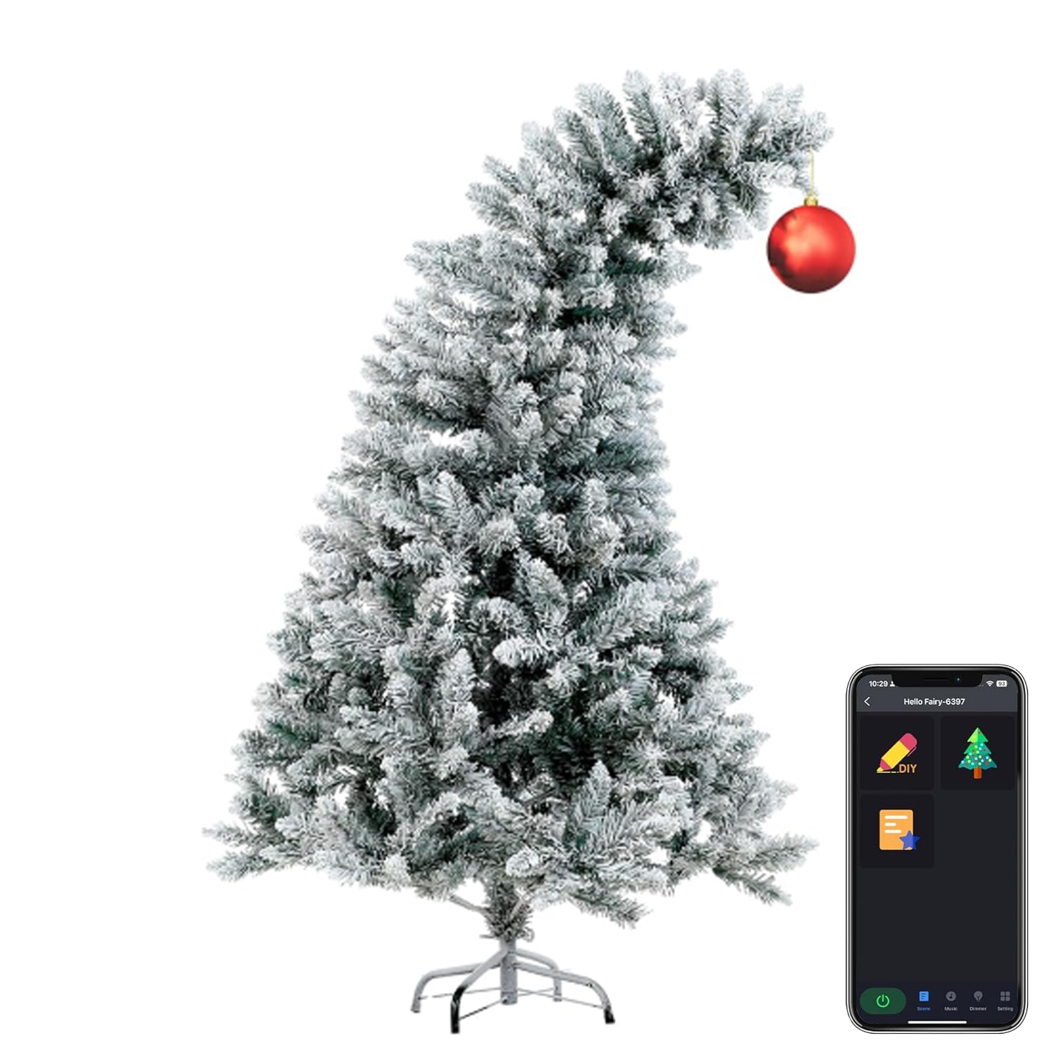 Avacube ABSL4060 6-ft Alpine Pre-lit Flocked Artificial Christmas Tree with Color Changing LED Lights