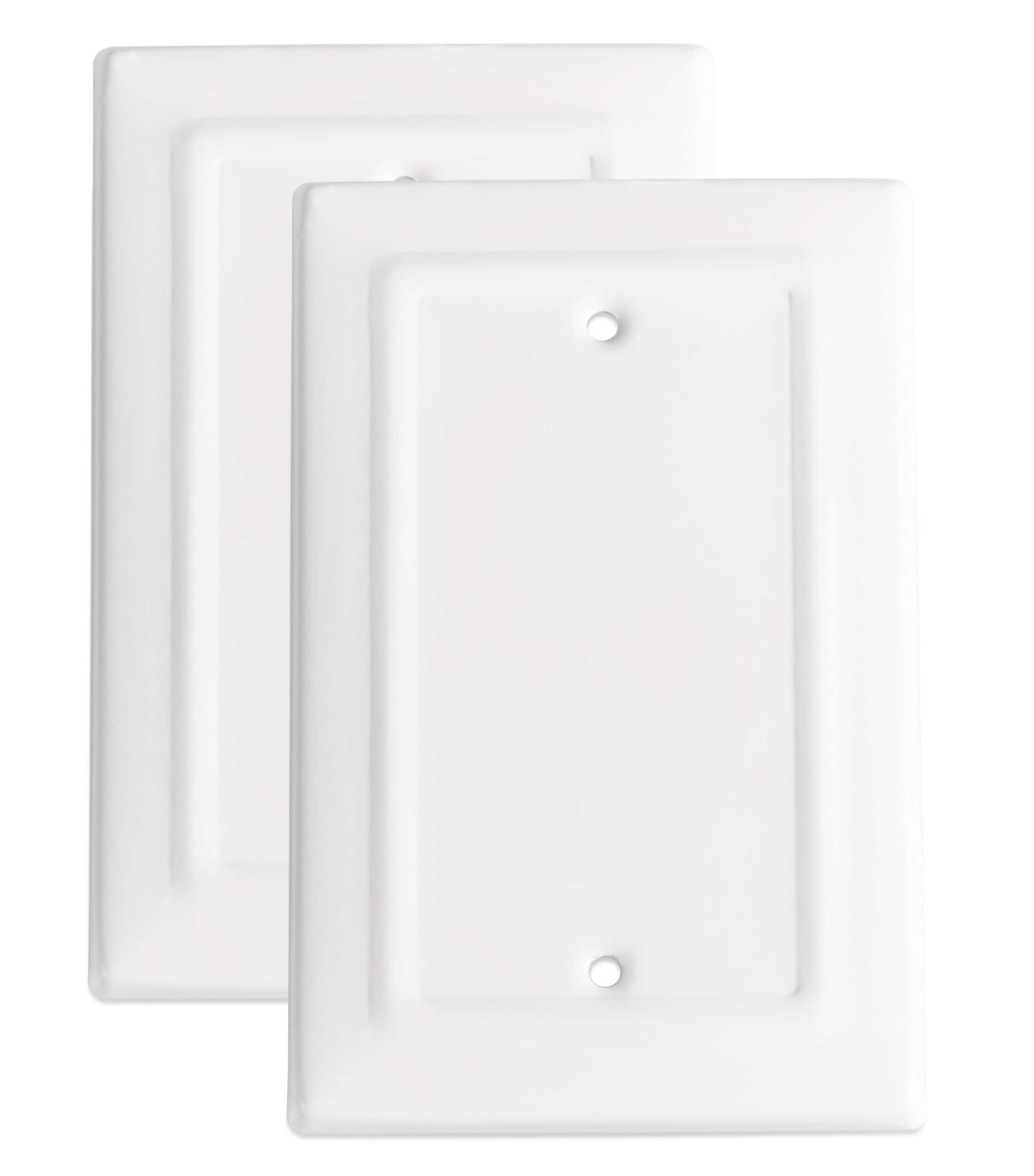 Monarch Abode 19065 Architectural 1 -Gang Standard Size Classic White Metal Indoor Blank Wall Plate 2 -Pack