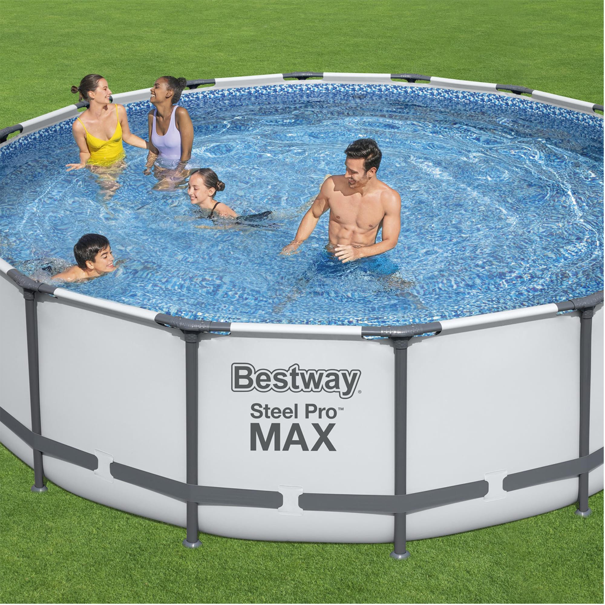 Bestway 16-ft x 16-ft x 48-in Steel Wall Panels Round Above-Ground Pool ...