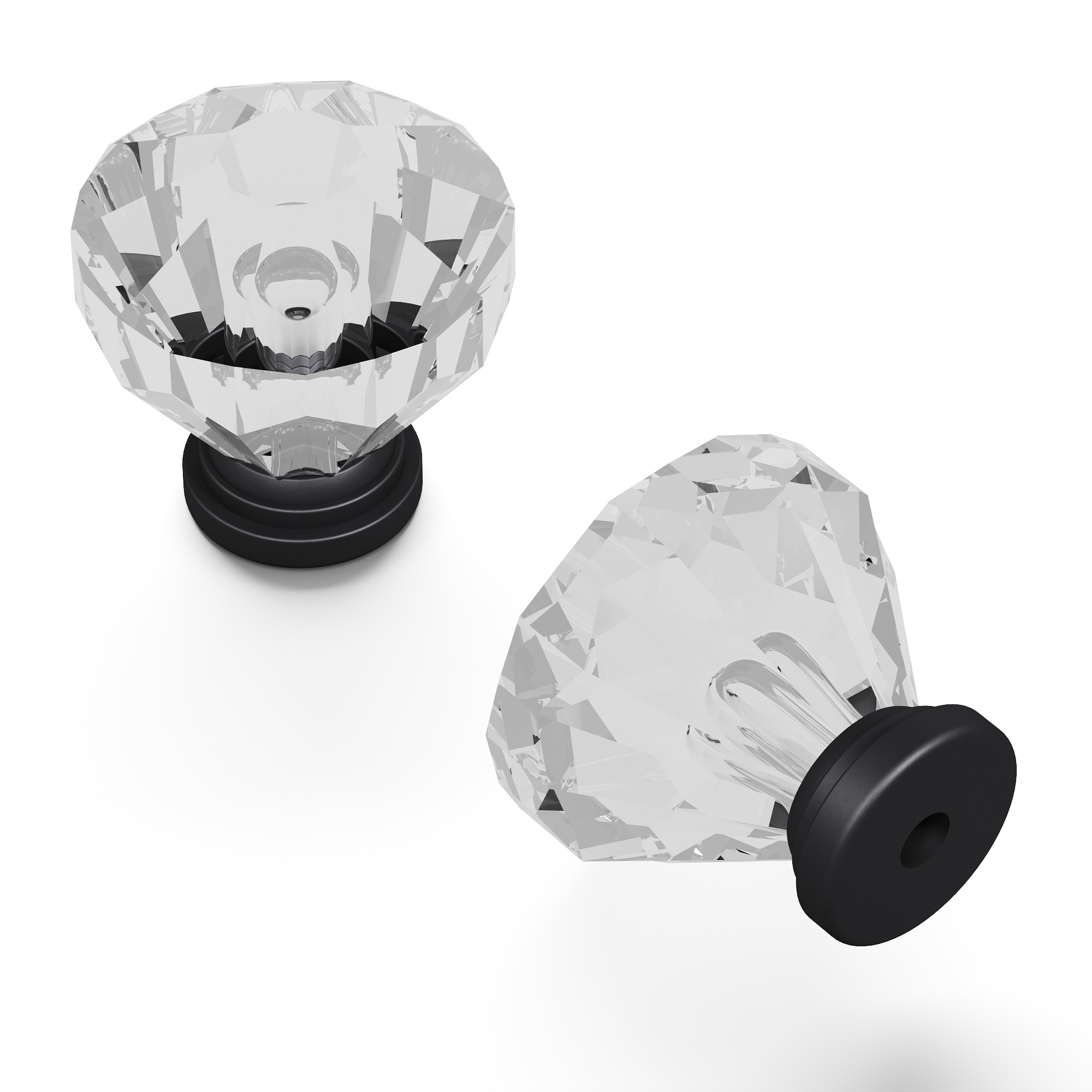 Hickory Hardware HH74689-CAMB Crystal Palace 1-1/4-in Crysacrylic with Matte Black Round Contemporary Cabinet Knob
