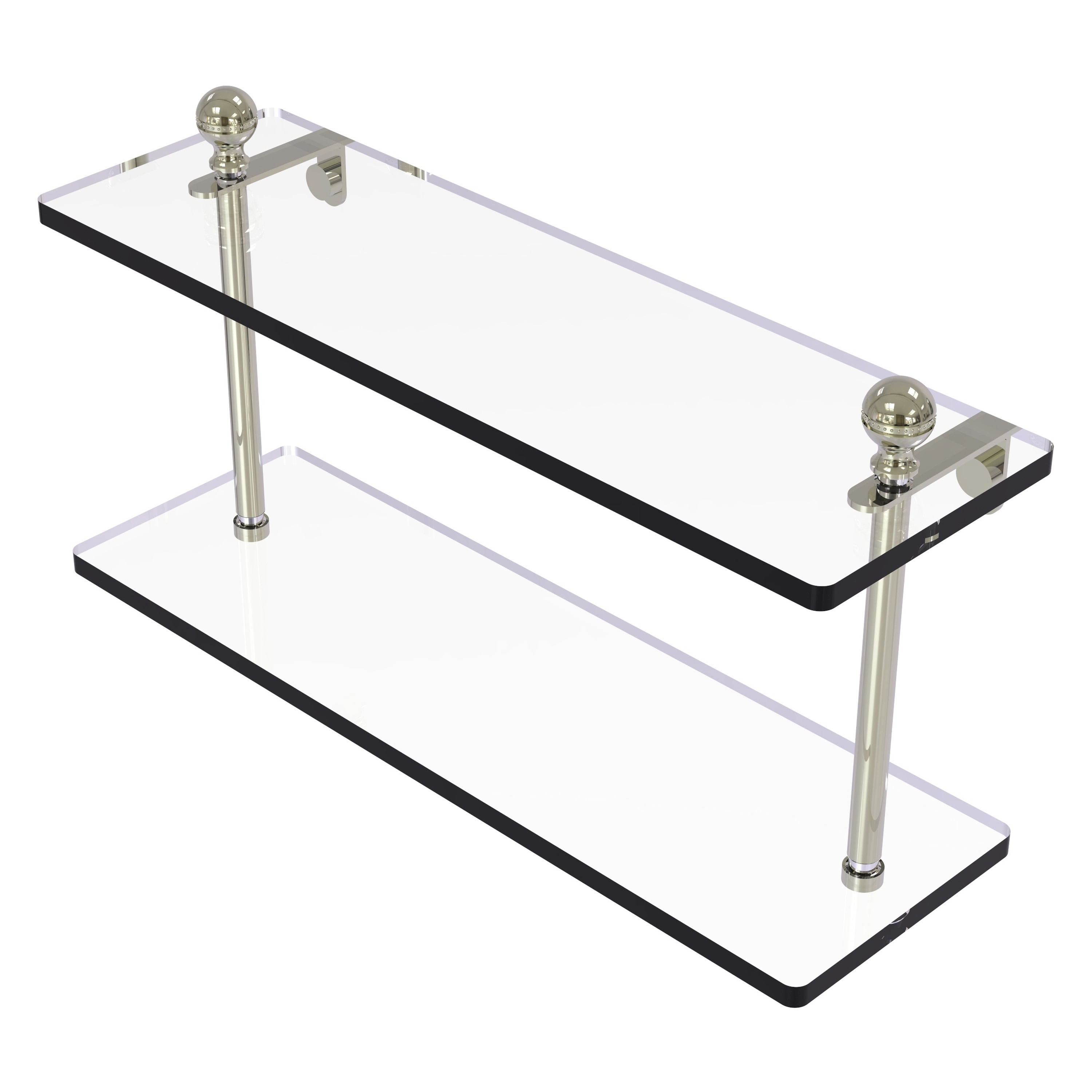 Allied Brass MA-2/16-PNI Mambo Polished Nickel 2 -Tier Wall mount Bathroom Shelf ( 16-in x 8-in x 5-in )